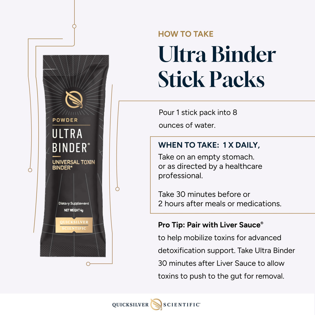 Quicksilver Scientific Ultra Binder Stick Packets - Multi Binder with Bentonite Clay Powder, Zeolite Detox & Charcoal - Supplement for Gut Support & The Body's Toxin Removal Process (20 Sticks) Quicksilver ScientificUS supplements