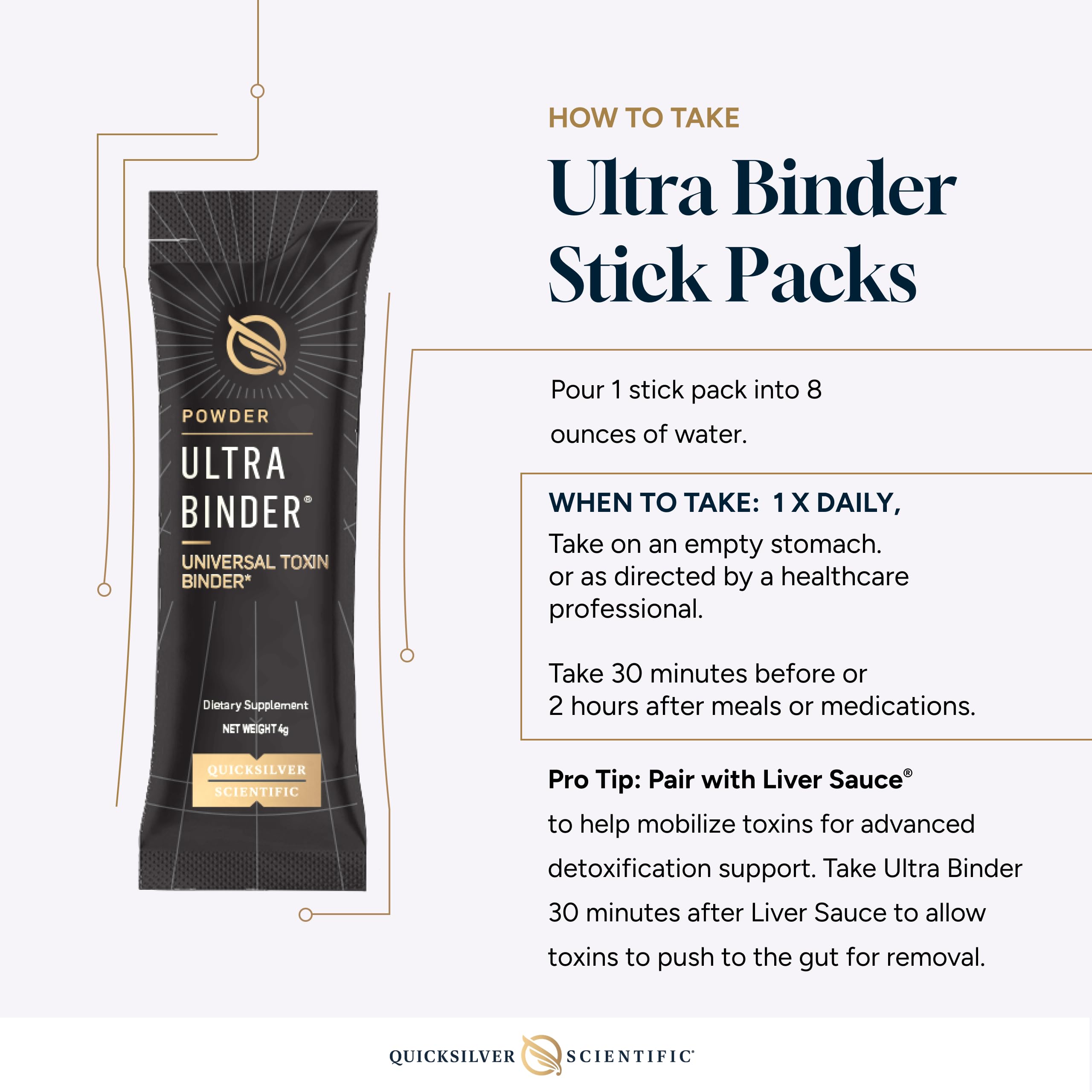 Quicksilver Scientific Ultra Binder Stick Packets - Multi Binder with Bentonite Clay Powder, Zeolite Detox & Charcoal - Supplement for Gut Support & The Body's Toxin Removal Process (20 Sticks) Quicksilver ScientificUS supplements