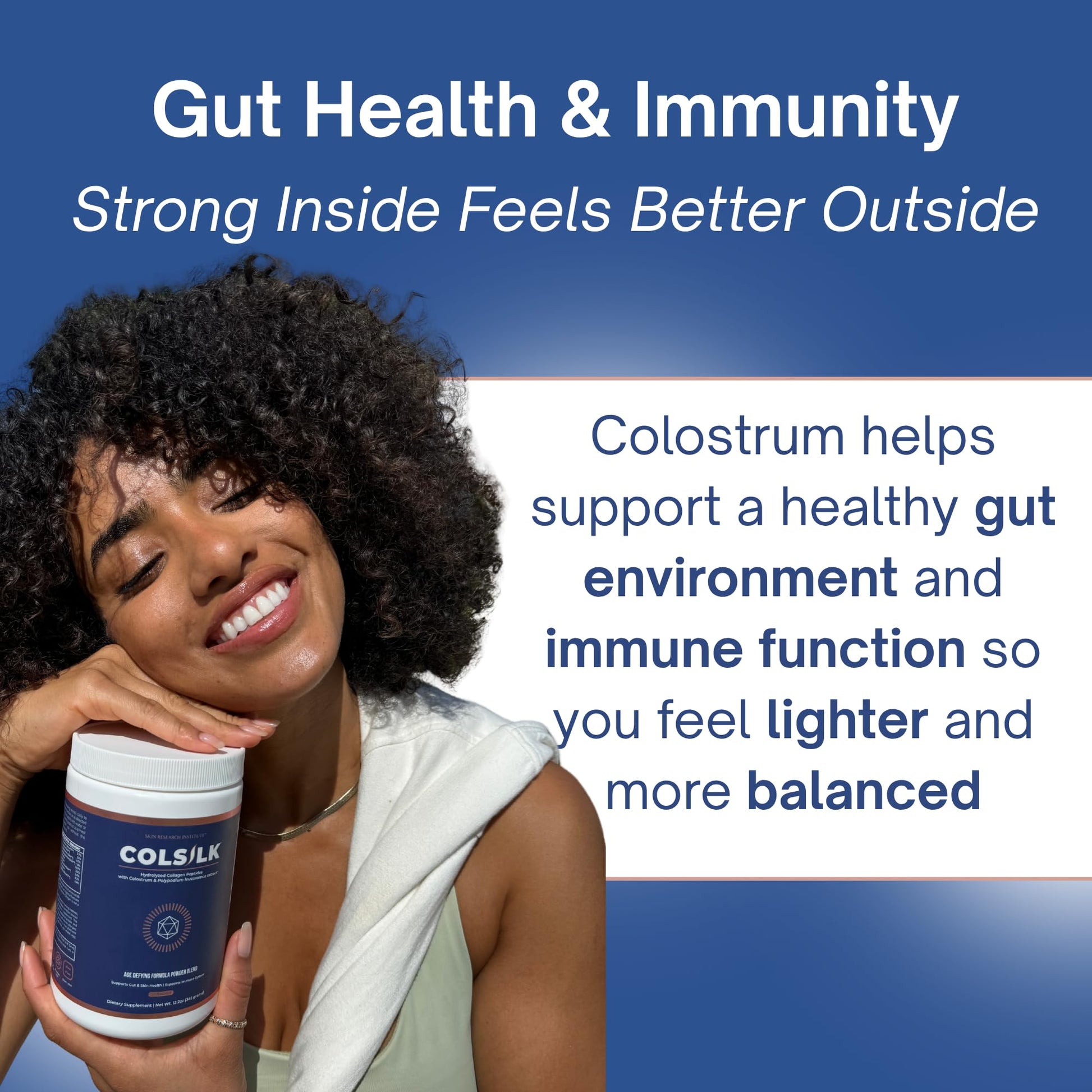 SRILabs ColSilk Unflavored Hydrolyzed Collagen Powder with Colostrum and Polypodium - Skin, Hair, Nails, Gut Health and Joint Support - One Scoop Daily | 1 Month Supply Skin Research InstituteAu supplements