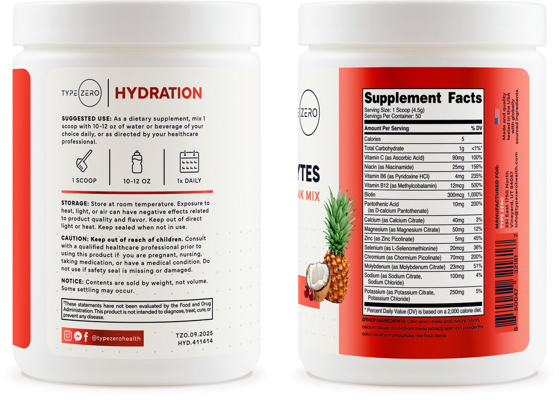 Type Zero Clean Electrolytes Hydration Powder Drink Mix + 14 Essential Vitamins & Minerals - Sugar Free, Zero Artificial Ingredients - Fruit Punch, 50 Servings Type ZeroUS supplements