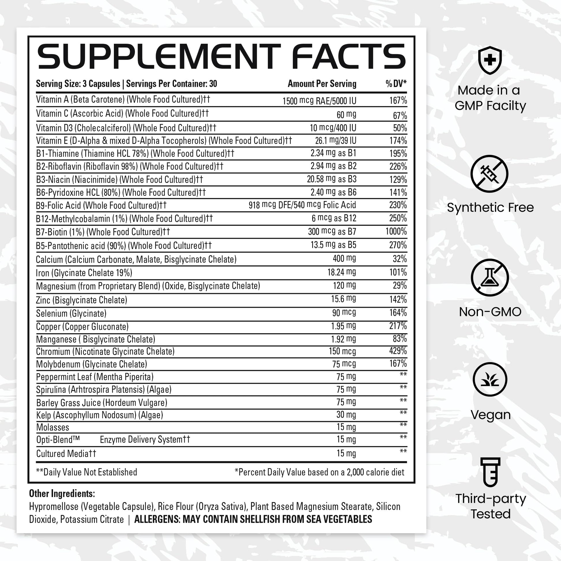 Gains in Bulk Square 1 Multivitamin and Mineral Supplement for Women and Men, Vitamins, Digestive Enzymes and Organic Minerals for Muscle Health, Performance and Immune Support, 90 Capsules GAINS IN BULK GAINSINBULK.COMAu supplements