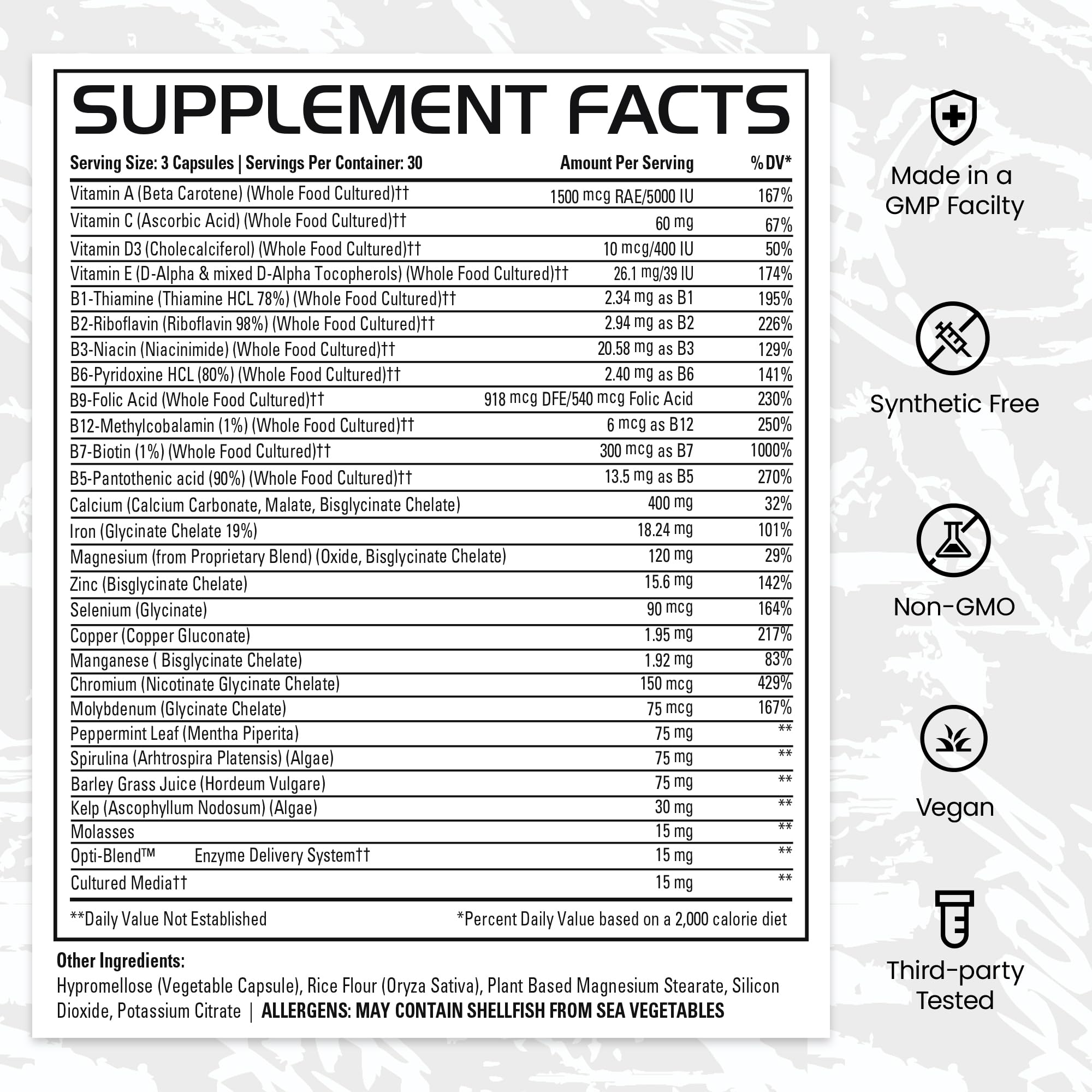 Gains in Bulk Square 1 Multivitamin and Mineral Supplement for Women and Men, Vitamins, Digestive Enzymes and Organic Minerals for Muscle Health, Performance and Immune Support, 90 Capsules GAINS IN BULK GAINSINBULK.COMAu supplements