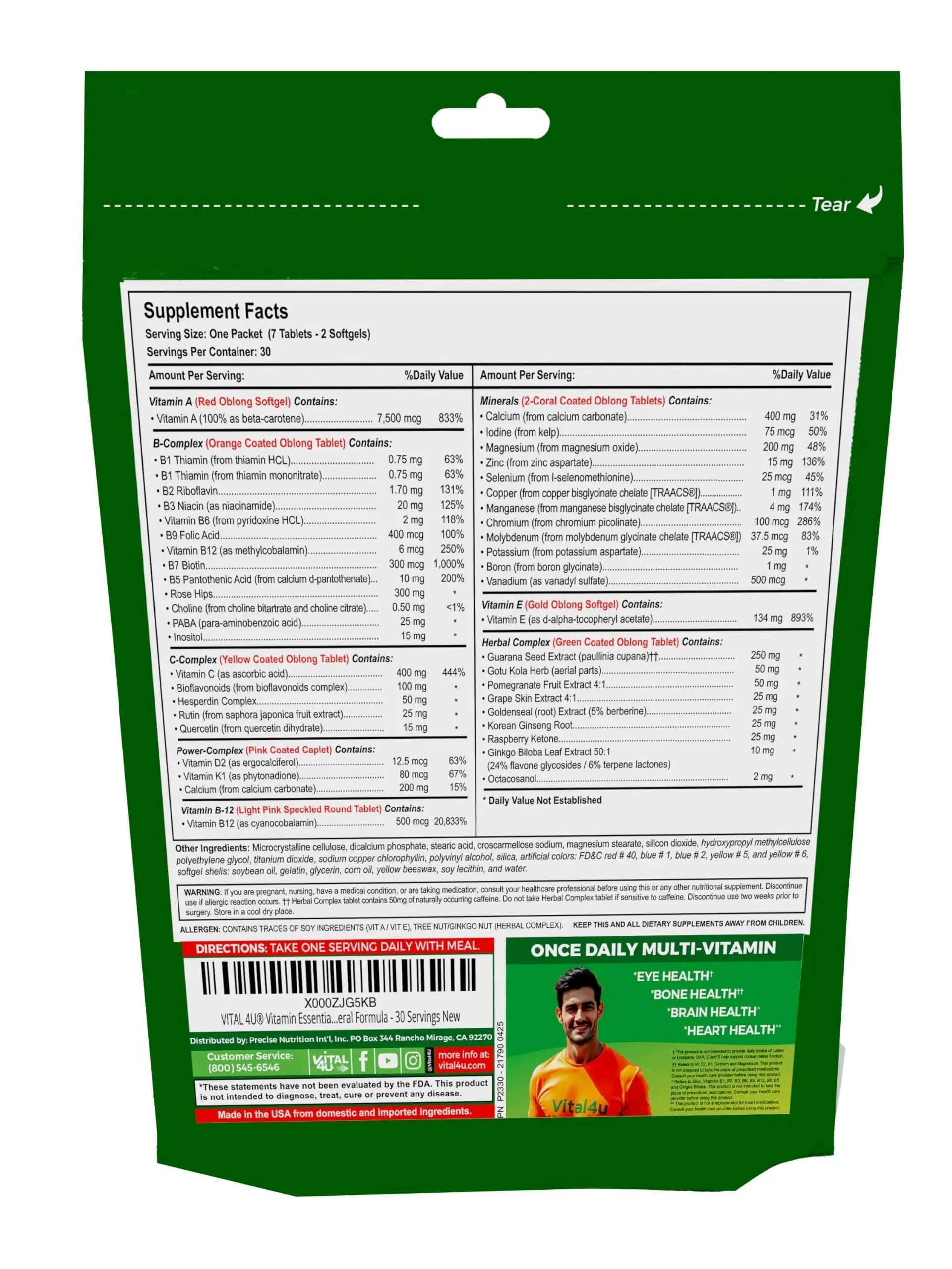 VITAL 4U® Vitamin Essentials - Daily Multivitamin for Both Men and Women, Immune Support, Multimineral Formula - 30 Servings VITAL 4UAu supplements