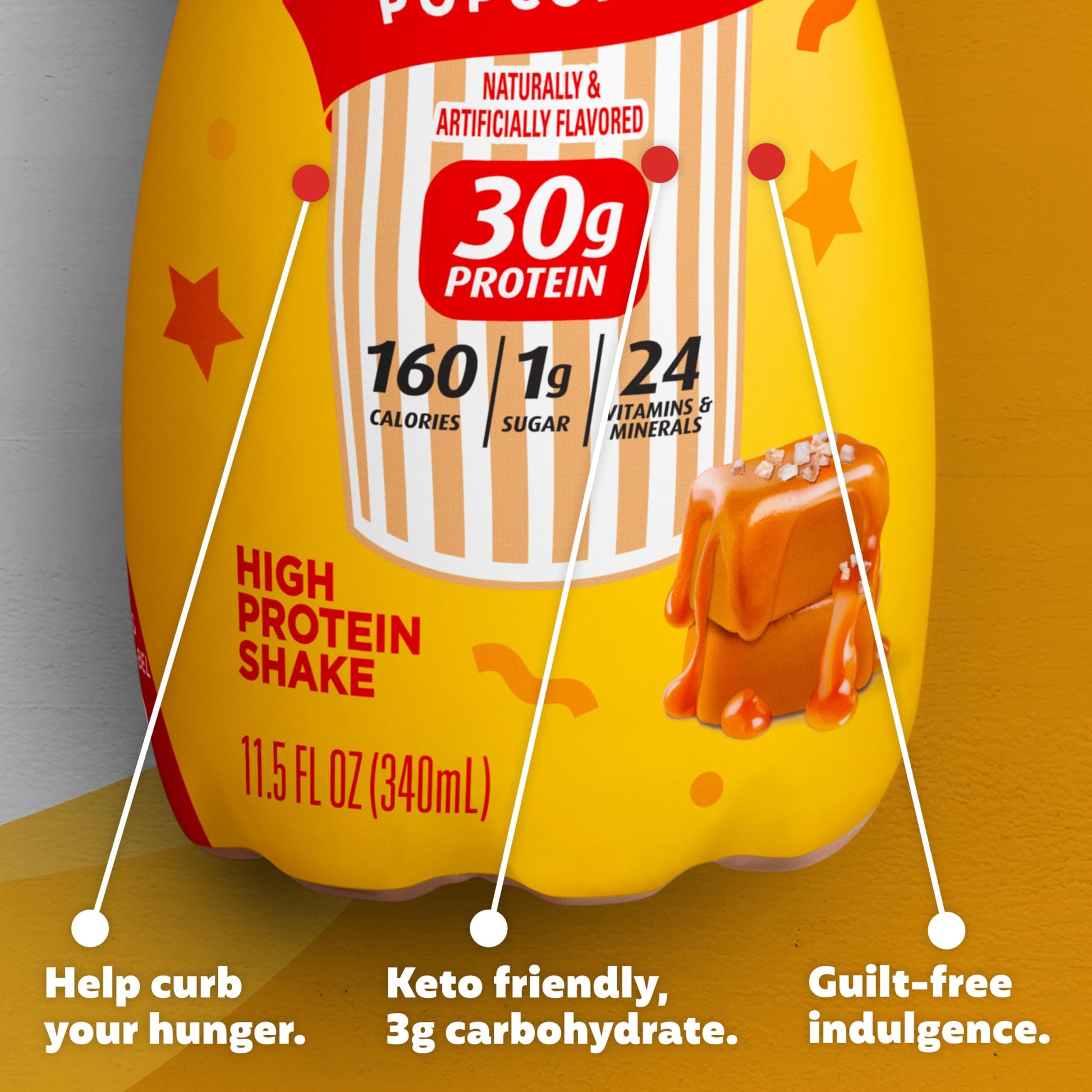 Premier Protein Shake Limited Edition Salted Caramel Popcorn, 30g 1g Sugar 24 Vitamins Premier ProteinUS supplements