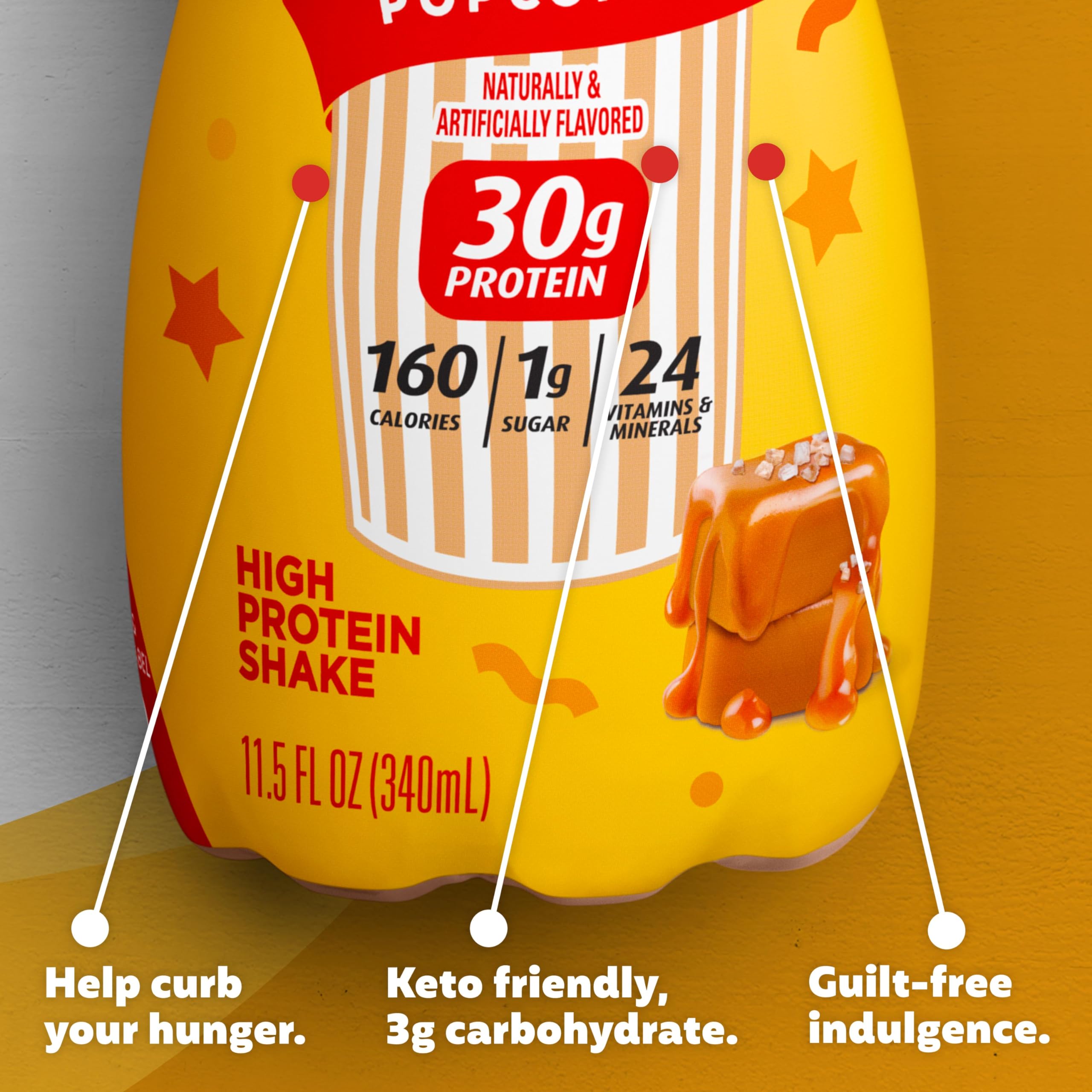 Premier Protein Shake Limited Edition Salted Caramel Popcorn, 30g 1g Sugar 24 Vitamins Premier ProteinUS supplements