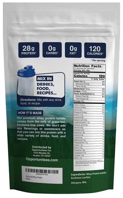 Opportuniteas Grass Fed Whey Protein Isolate Powder - Unflavored Whey Protein Isolate OpportuniteasUS supplements