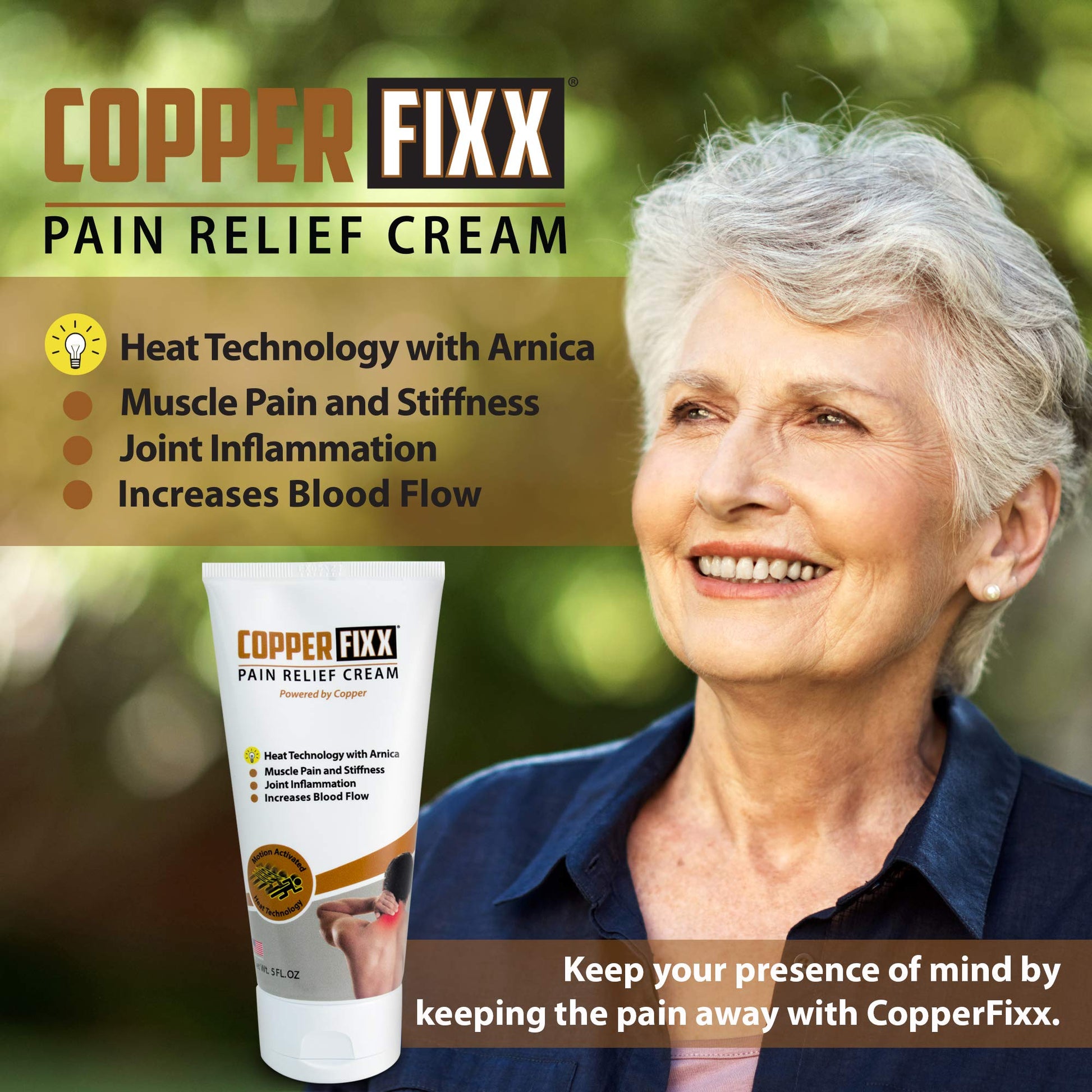 CopperFixx Pain Relief Cream, 5 Fl Oz Tube Powered by Copper with Heat Technology Arnica for Muscle & Stiffness Joint Inflammation, Knee, Back, Shoulder Arthritis Pain. Fast Acting, CF03028 CopperFixxAu supplements
