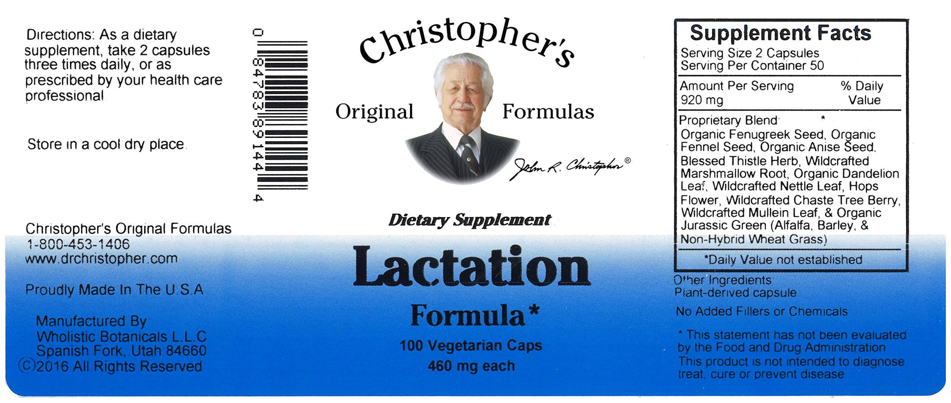 Christopher's Original Formulas Lactation Formula, 100 Capsules (Pack of 2) Christopher's Original FormulasAu supplements