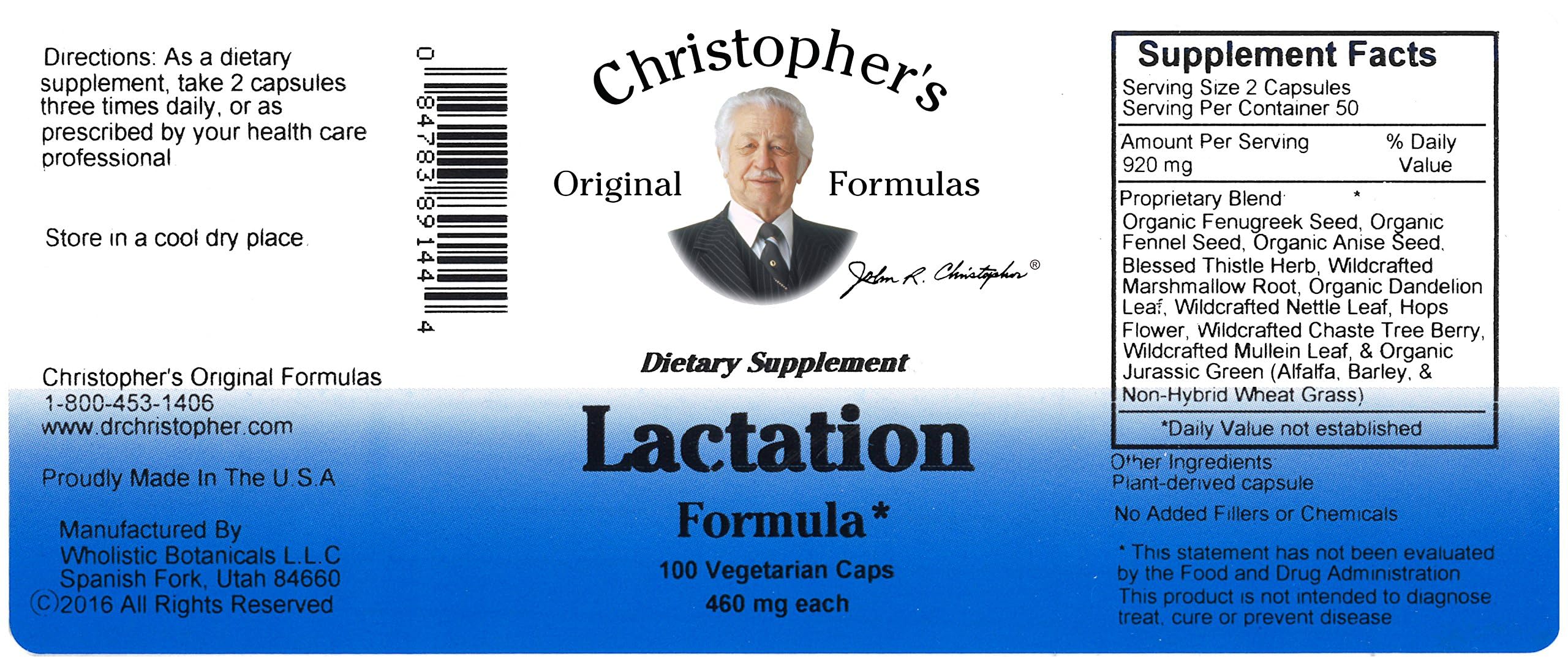 Christopher's Original Formulas Lactation Formula, 100 Capsules (Pack of 2) Christopher's Original FormulasAu supplements