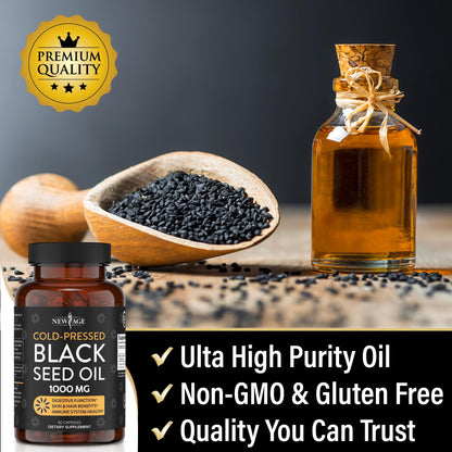Black Seed Oil Softgel Capsules - Premium Cold-Pressed Nigella Sativa Producing Pure NEW AGEUS supplements