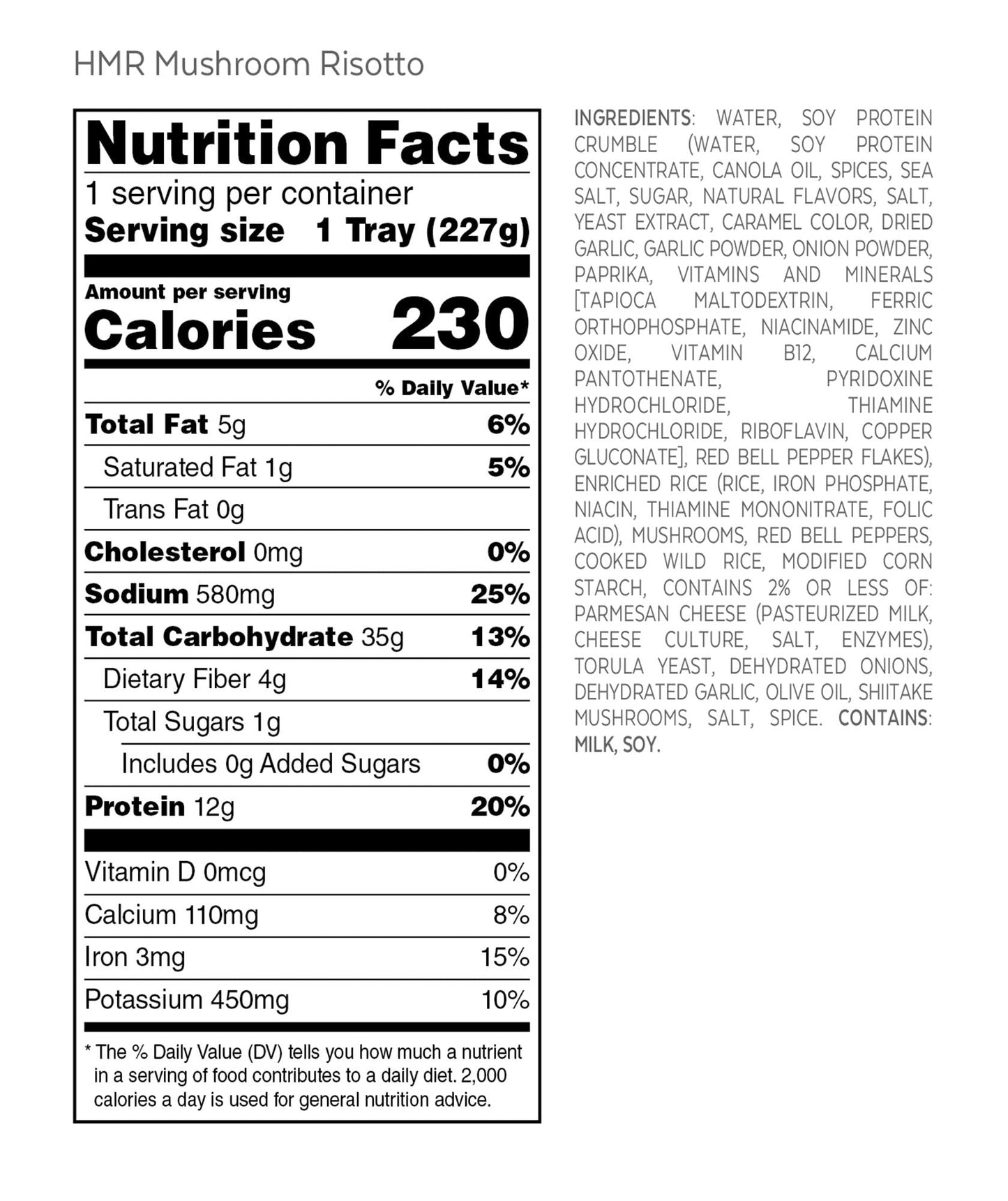 HMR Mushroom Risotto Entrée | Pre-packaged Lunch or Dinner to Support Weight Loss HMRUS supplements