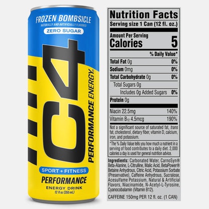 C4 Energy Drink 12oz (Pack of 24) - Frozen Bombsicle - Sugar Free Pre Workout Performance CellucorUS supplements
