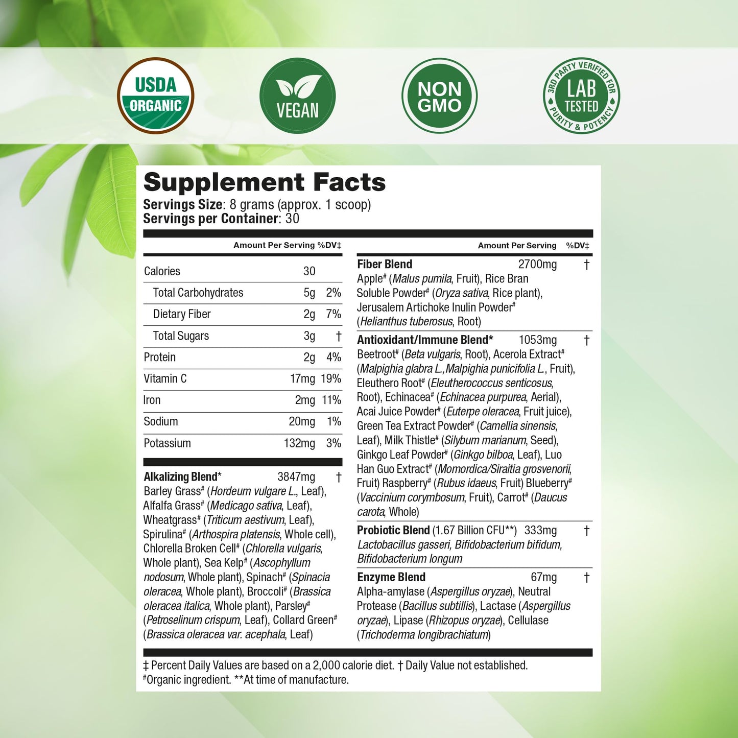 Super Greens Daily Greens Superfood Powder - Certified USDA Organic Green Powder Nested NaturalsUS supplements
