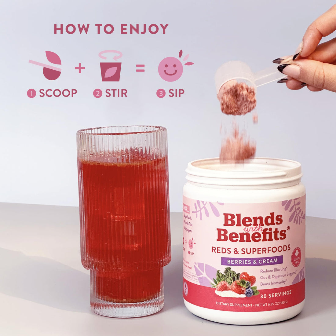 360 Nutrition Blends with Benefits Reds & Superfoods for Natural Antioxidants and Polyphenols, with Fruits & Veggies, Probiotics Digestion, Daily Energy - Berries & Cream - 30 Servings 360 NutritionAu supplements