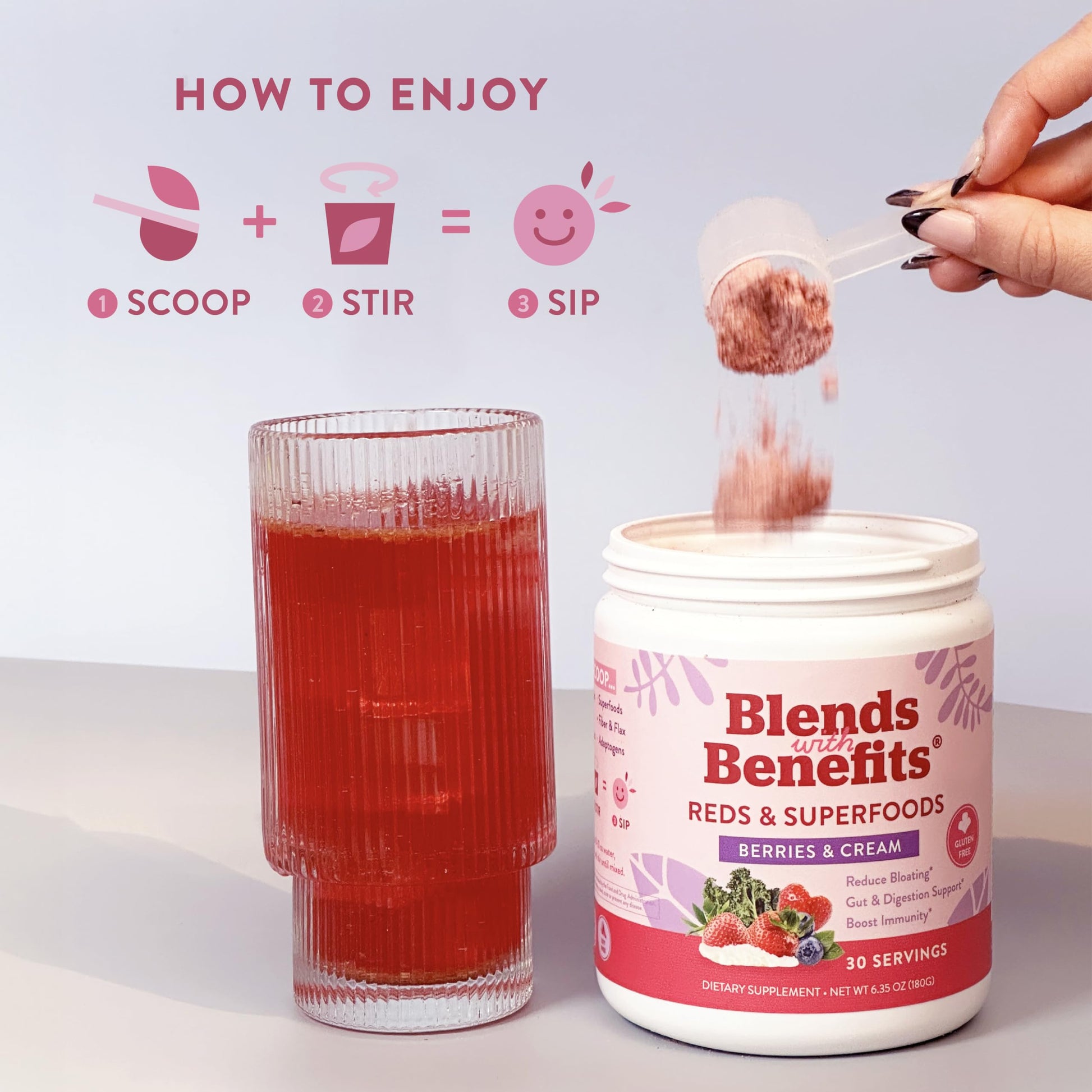 360 Nutrition Blends with Benefits Reds & Superfoods for Natural Antioxidants and Polyphenols, with Fruits & Veggies, Probiotics Digestion, Daily Energy - Berries & Cream - 30 Servings 360 NutritionAu supplements