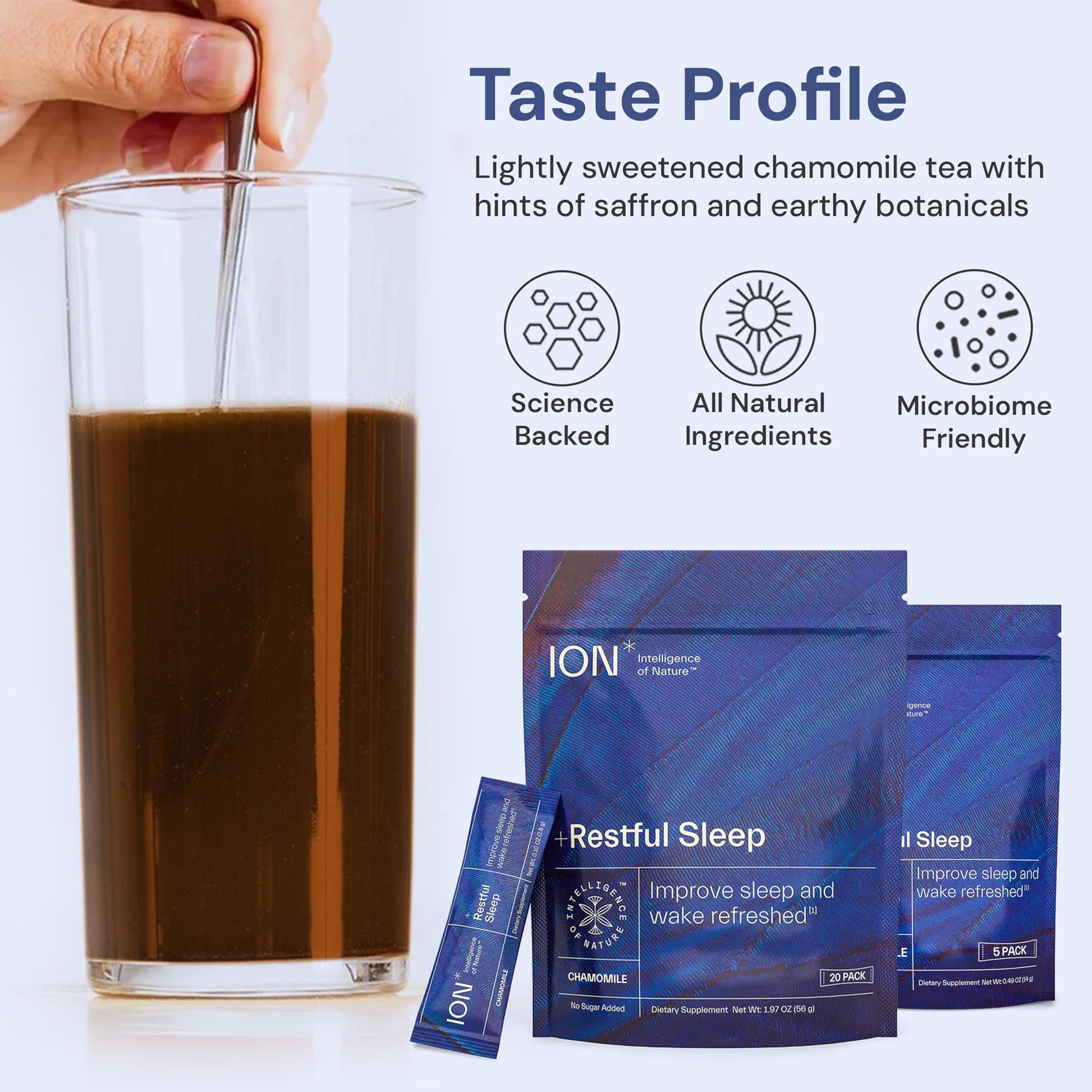 ION* Intelligence of Nature Restful Sleep - Ashwagandha Calm Sleep Aid Powder Drink Mix for Restful Night with Magnesium and L Theanine for Women and Men - 5 Packets ION* Intelligence of NatureAu supplements