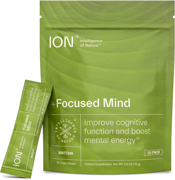 ION* Intelligence of Nature Focused Mind Nootropic Powder Drink Mix - Brain Boost Nootropic Drink with Matcha for Memory, Focus & Relaxation, Brain Supplement for Men & Women, Adults - 20 Packets ION* Intelligence of NatureAu supplements