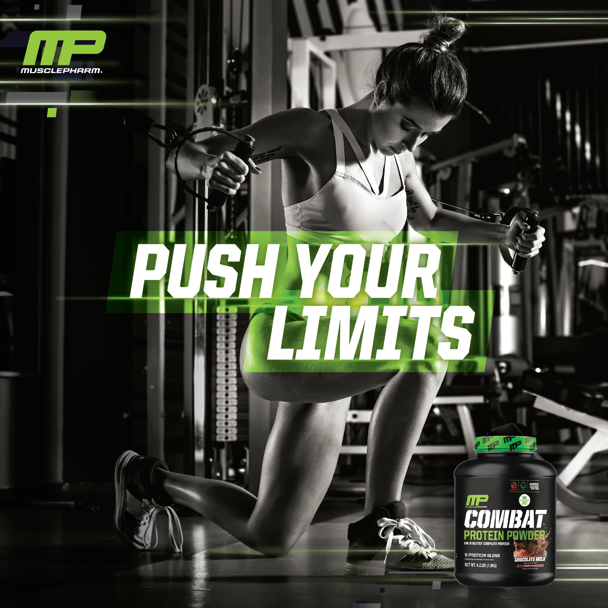 MusclePharm Combat Protein Powder, Chocolate Milk - 4 lb - Gluten Free - 52 Servings Muscle PharmAu supplements