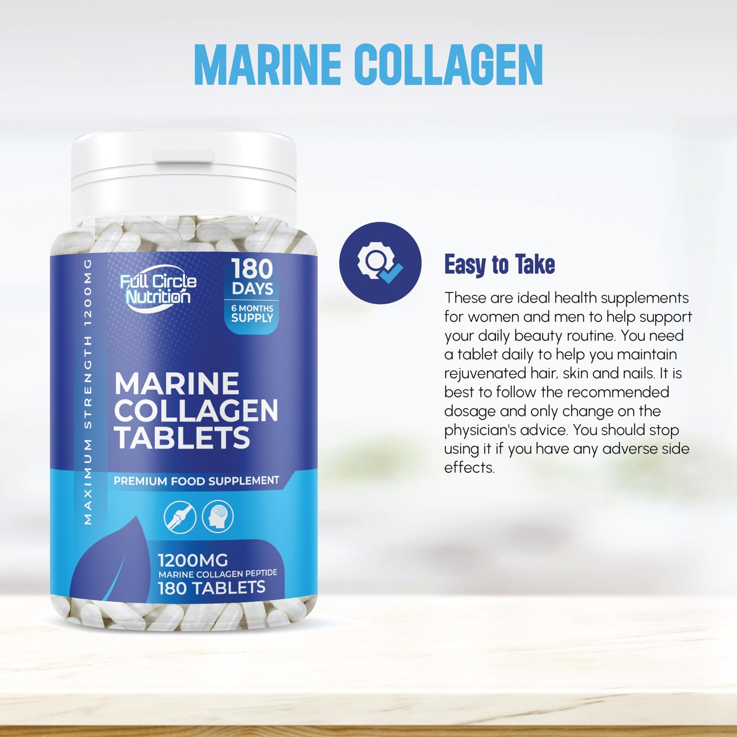 Marine Collagen Tablets 1200MG - 2400MG - 180 Days Supply GenericUS supplements