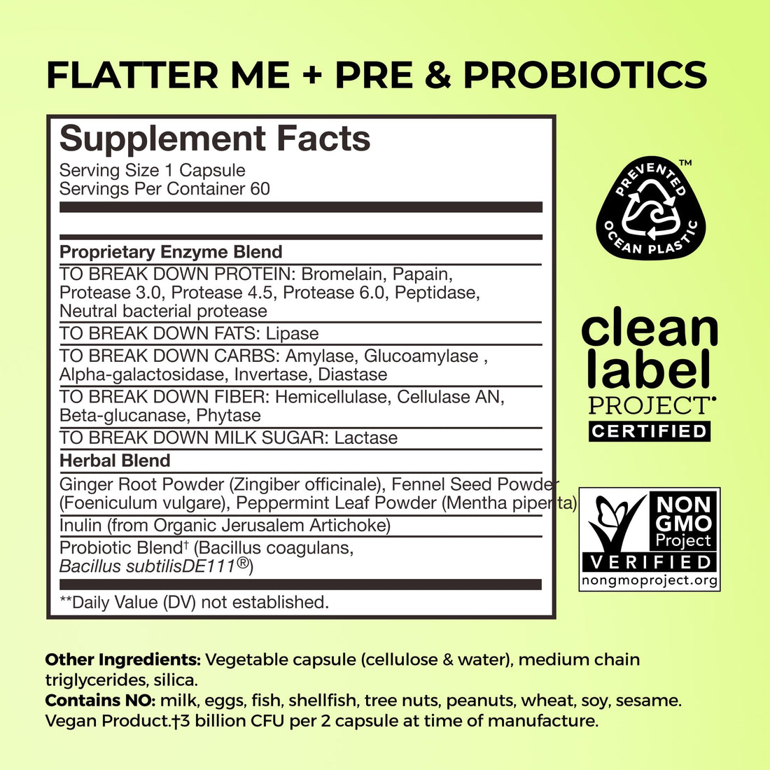 HUM Flatter Me Digestive Enzymes Plus Prebiotics & Probiotics, Digestive Health Bloating Supplement for Women & Men, Fast Acting Anti Bloat Pills Multi Enzyme HUMUS supplements