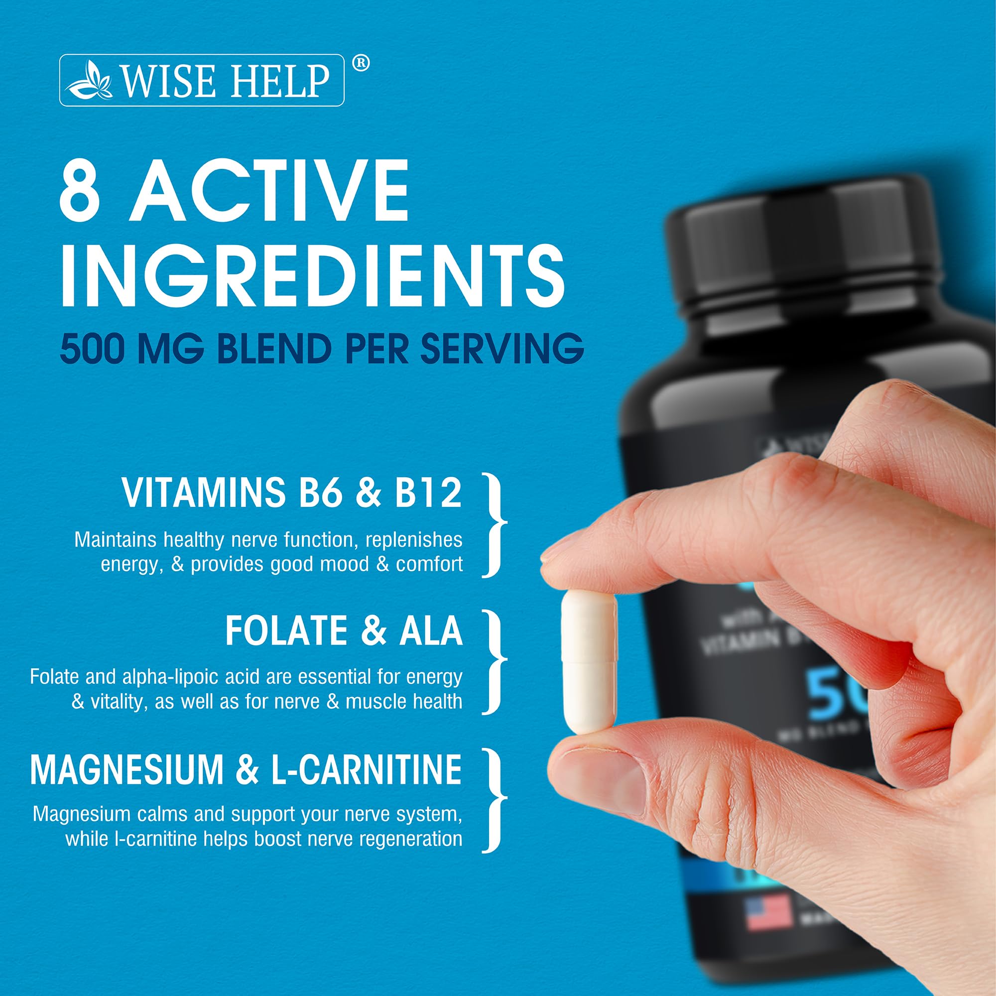 Neuropathy Support Natural Nerve Discomfort Relief - Made in USA - Nerve Antioxidant for Trigeminal Neuralgia, Diabetic & Peripheral Neuropathy - Hands, Neck, Feet & Toes Treatment Formula - Pack of 2 WISEHELPAu supplements