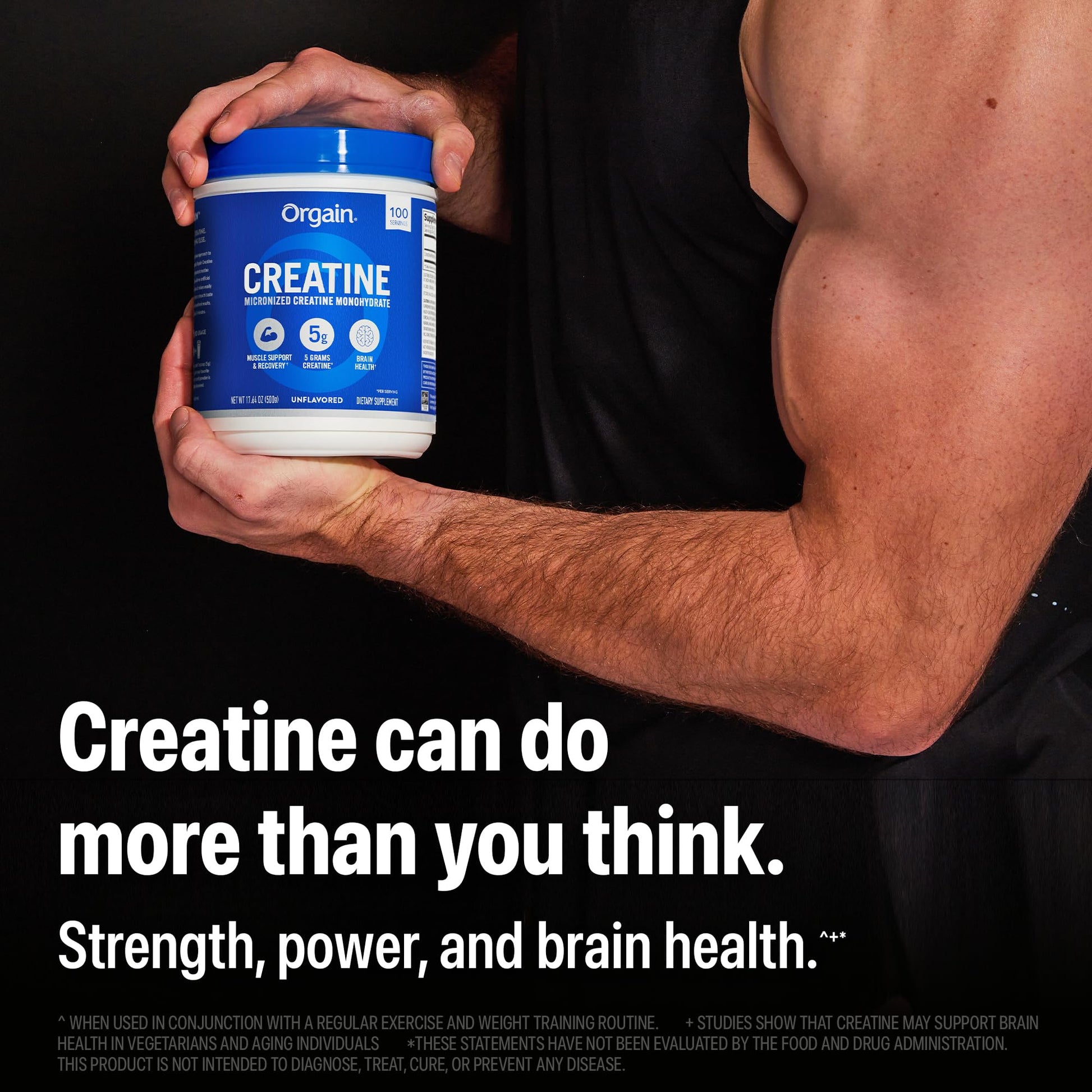Orgain Creatine Monohydrate Micronized Powder, 100 Servings, Unflavored, Supports Muscle Growth, Post Workout Recovery and Brain Health, No Artificial Additives, for Men & Women, Vegan OrgainAu supplements