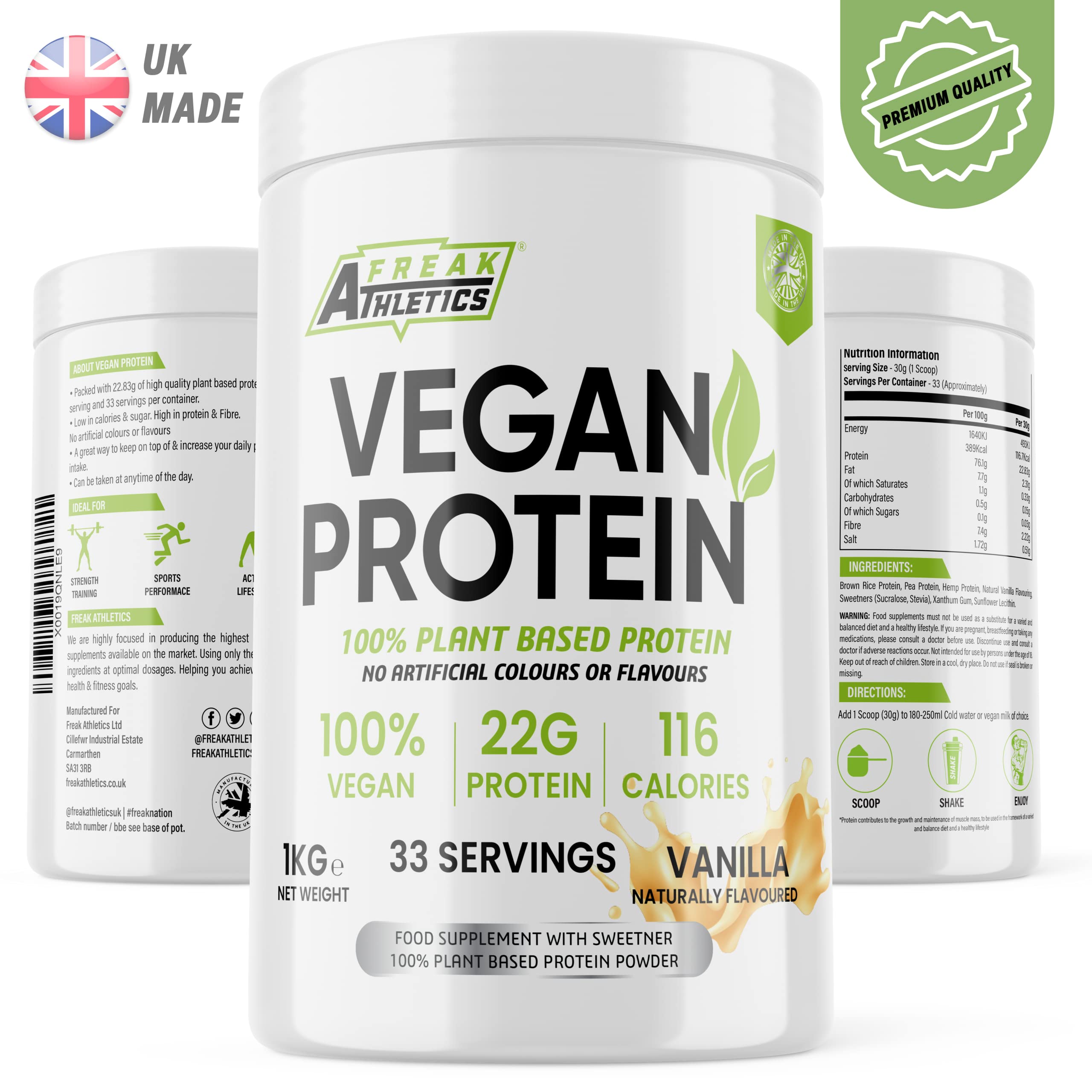 Vegan Protein Powders - Plant Based Vegan Protein Powder 1kg Soy Free Protein Powder Freak AthleticsAu supplements