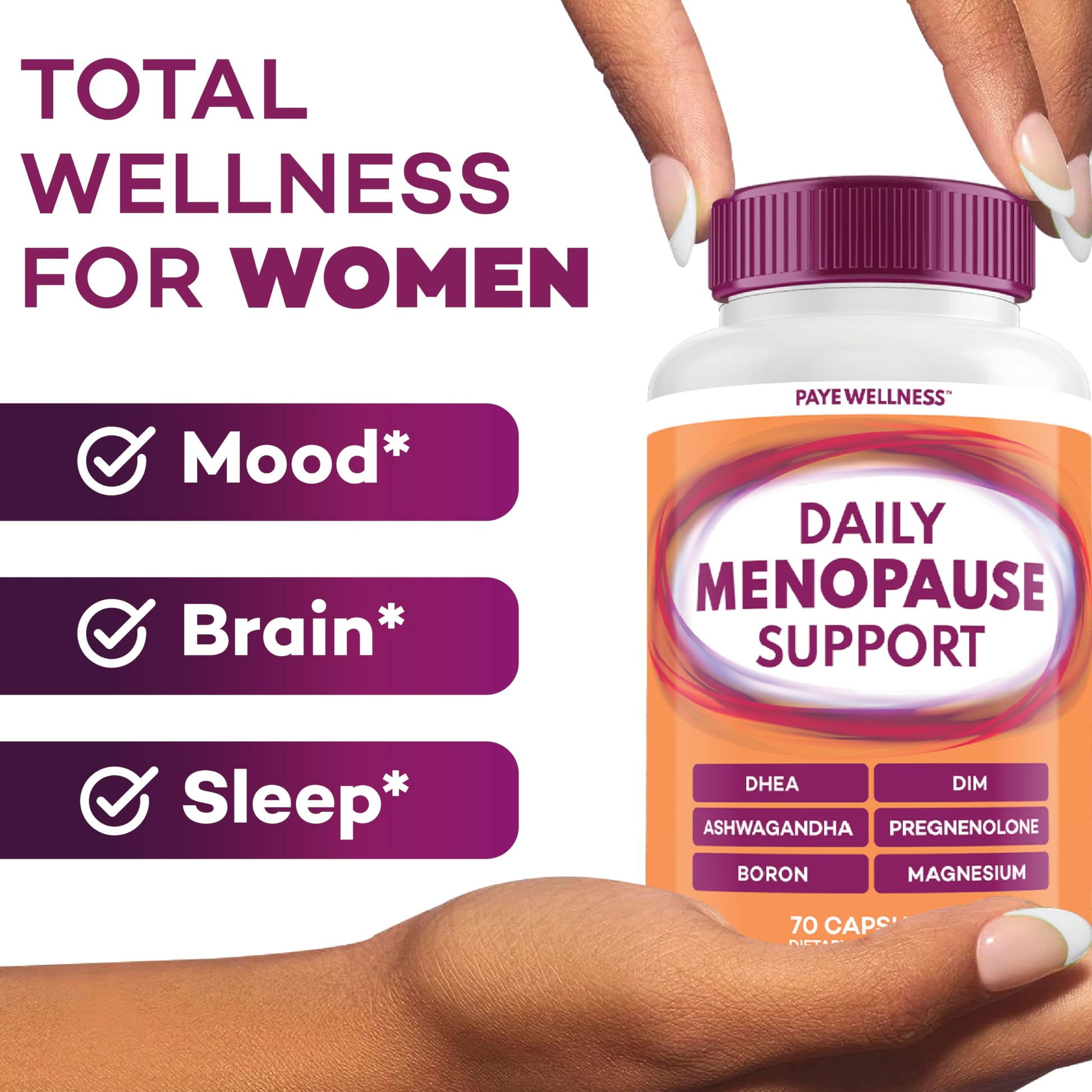 Menopause and Perimenopause Supplement for Women 10-1 Relief Formula for Hot Flashes, Night Sweats, Mood, Energy & Hormone – DIM, Ashwagandha, Vitamin D, DHEA, Zinc, Magnesium 2-Pack, 140 Capsules PAYÉAu supplements