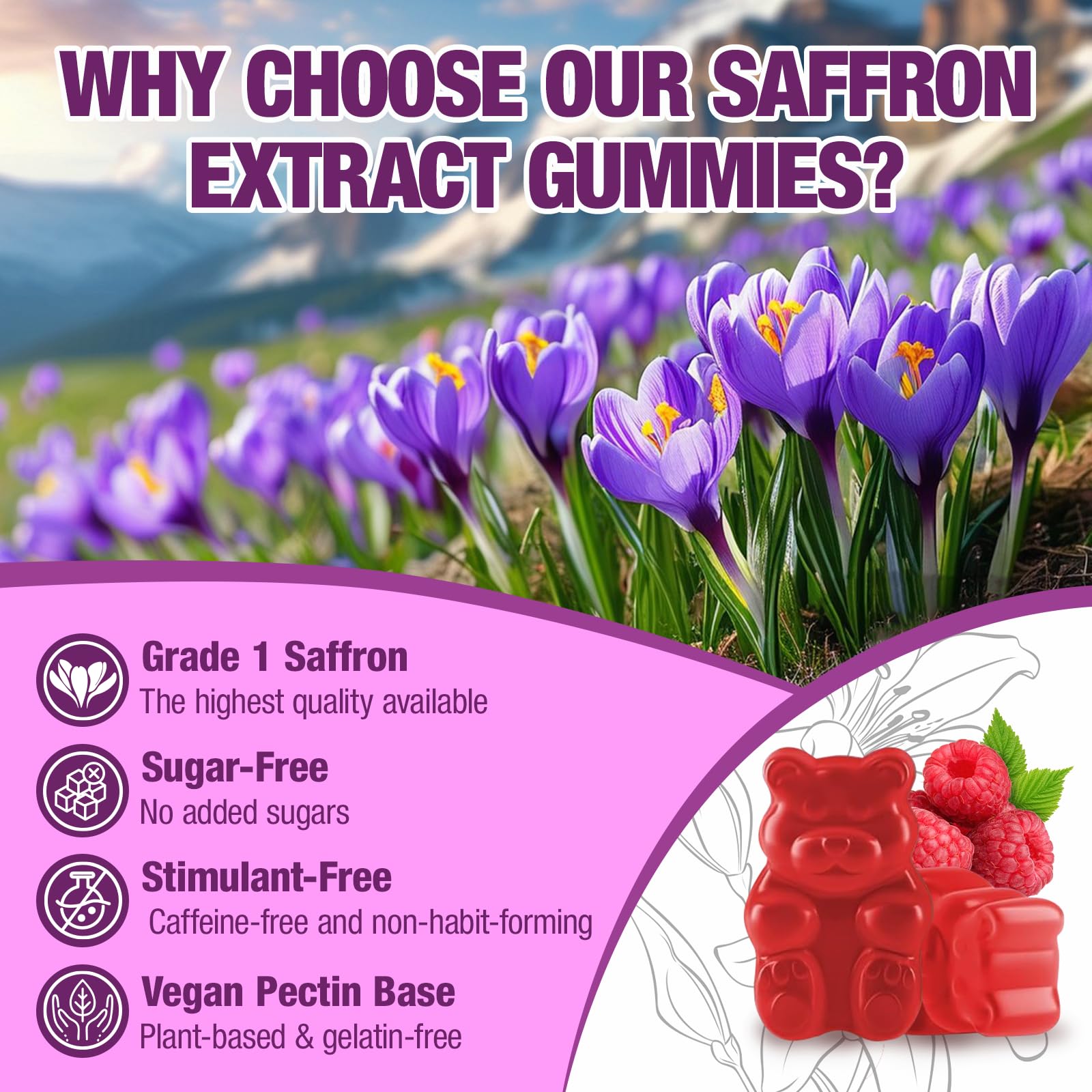 VAJYKEWJY Saffron Gummies (88.5 mg) with Magnesium — Enhanced with St. John’s Wort, Rhodiola, Ashwagandha & Vitamins B6, B12, D3 for Mood & Focus Support — 120 Count VAJYKEWJYAu supplements