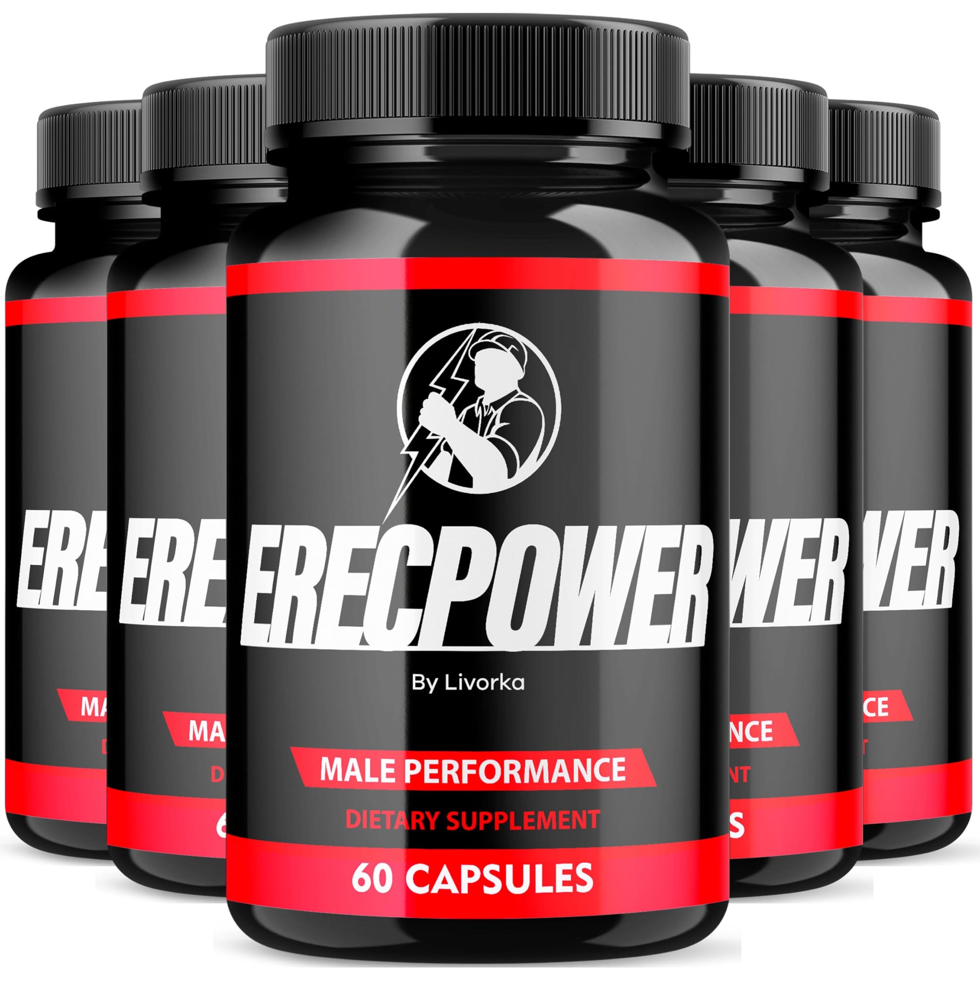LIVORKA Erecpower Multivitamin Male Performance Capsules for Mens Health, Advanced Formula - 300 Capsules (5 Month Supply) - Pack of 5 LIVORKAUS supplements