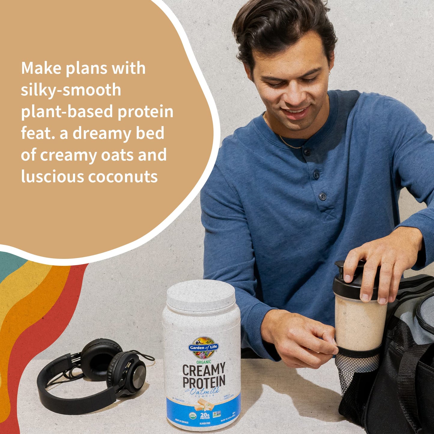 Garden of Life Creamy Vanilla Cookie Protein Powder + Oatmilk 20g Organic Vegan Plant Garden of LifeUS supplements