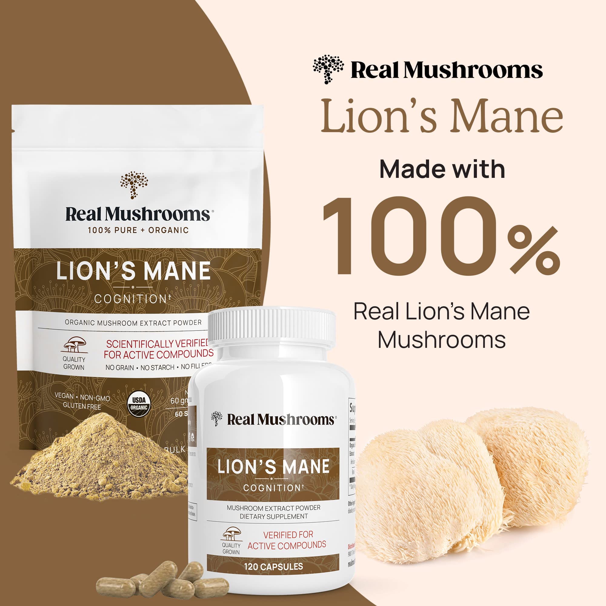 Real Mushrooms Lion’s Mane Capsules - Organic Lions Mane Mushroom Extract Real MushroomsAu supplements