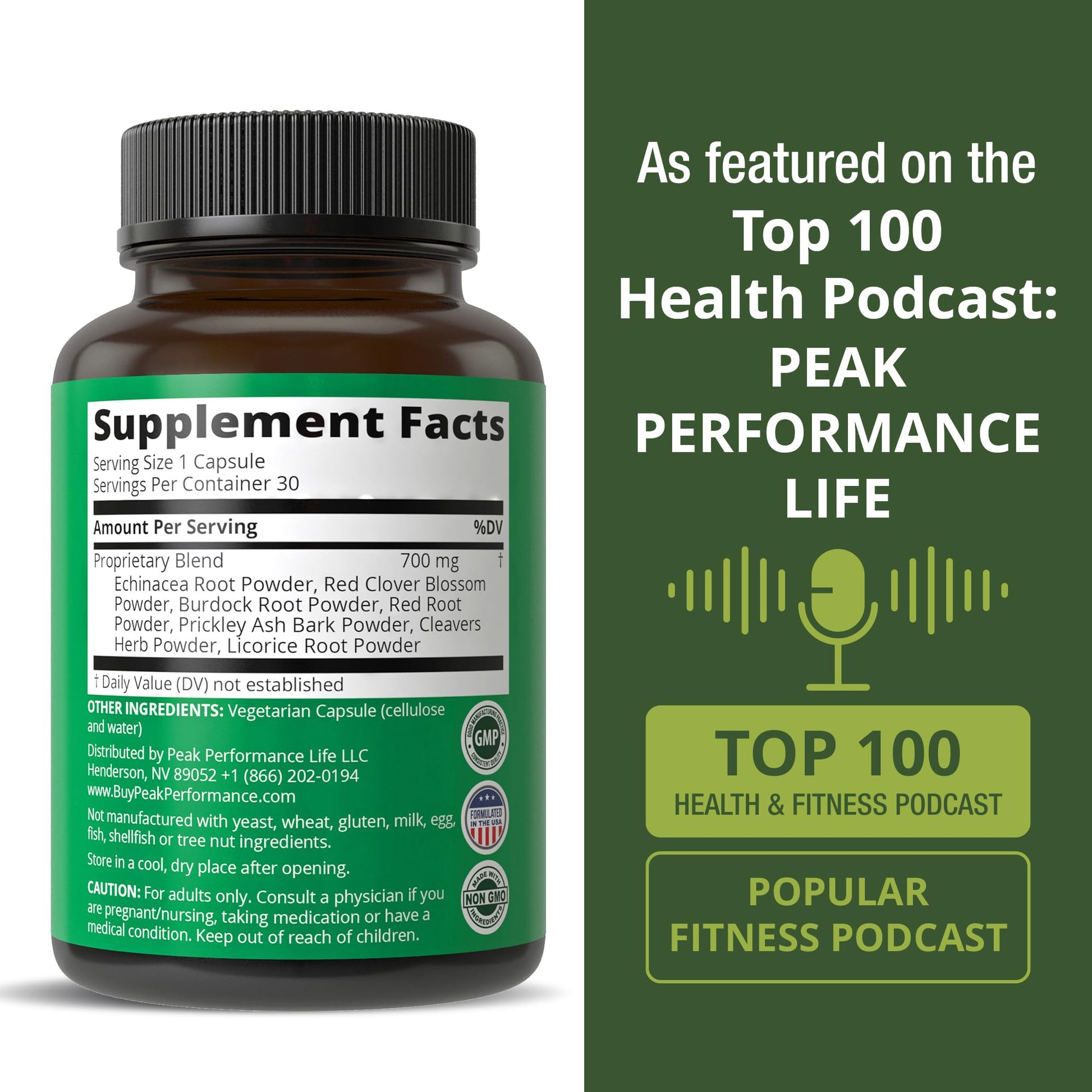 Lymphatic Drainage Supplement. 7-in-1 Lymph System Support Capsules to Detox & Cleanse. with Vegan Ingredients Echinacea Root, Red Clover Blossom, Burdock Root, Red Root, Licorice Root for Women, Men Peak PerformanceAu supplements