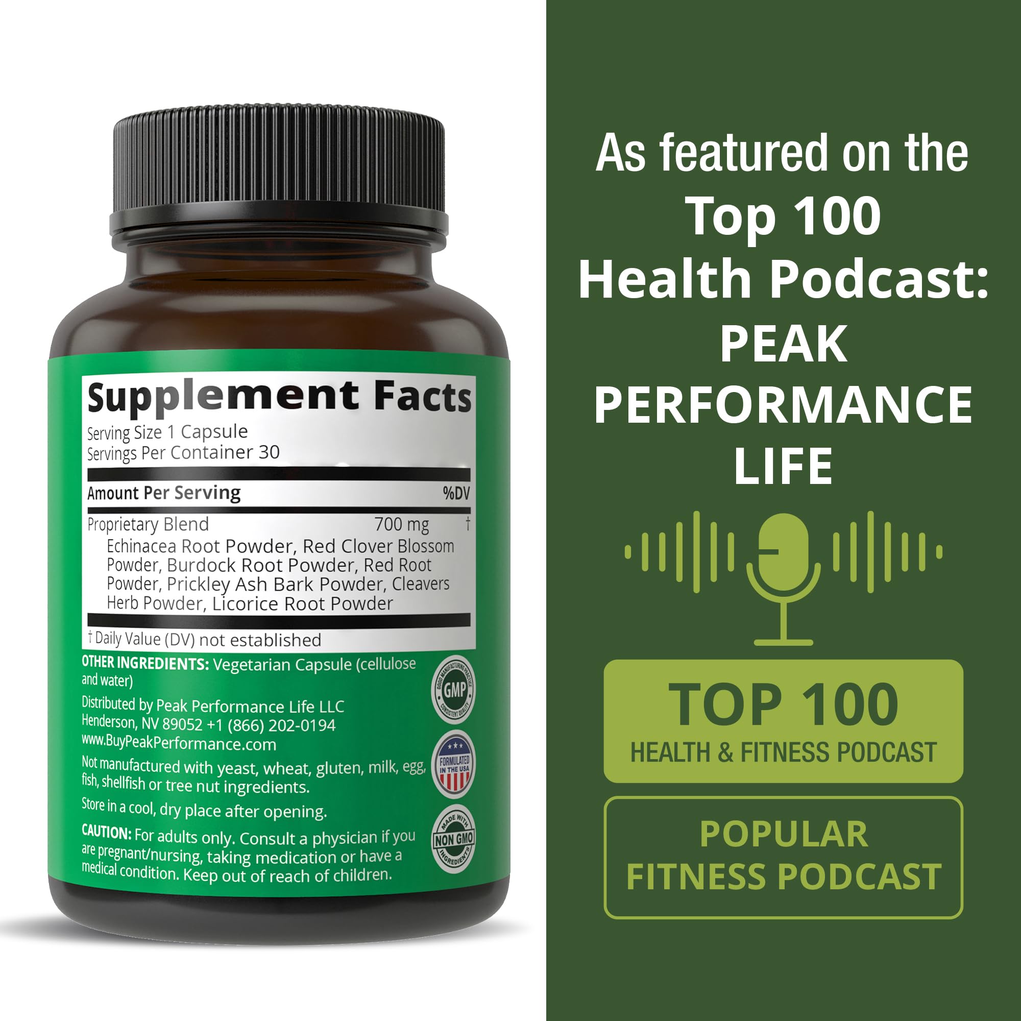 Lymphatic Drainage Supplement. 7-in-1 Lymph System Support Capsules to Detox & Cleanse. with Vegan Ingredients Echinacea Root, Red Clover Blossom, Burdock Root, Red Root, Licorice Root for Women, Men Peak PerformanceAu supplements