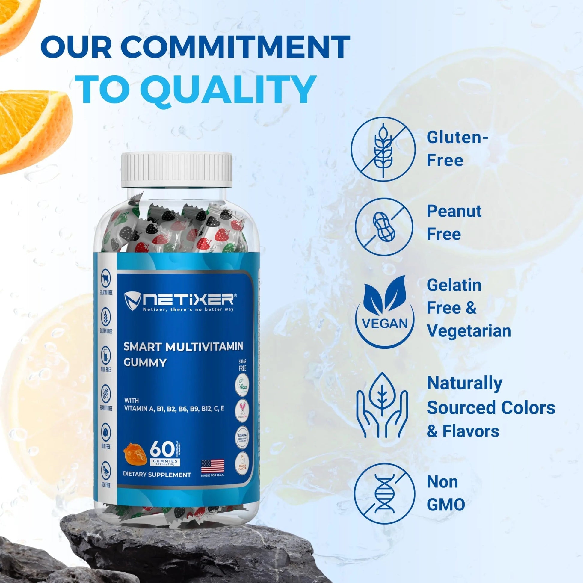 nETiXER Multivitamin Gummies – 60 Vegan Berry Gummies with Vitamins A, C, D, E, B12, Biotin, Zinc, Iodine – Gelatin-Free, Gluten-Free nETiXERAu supplements