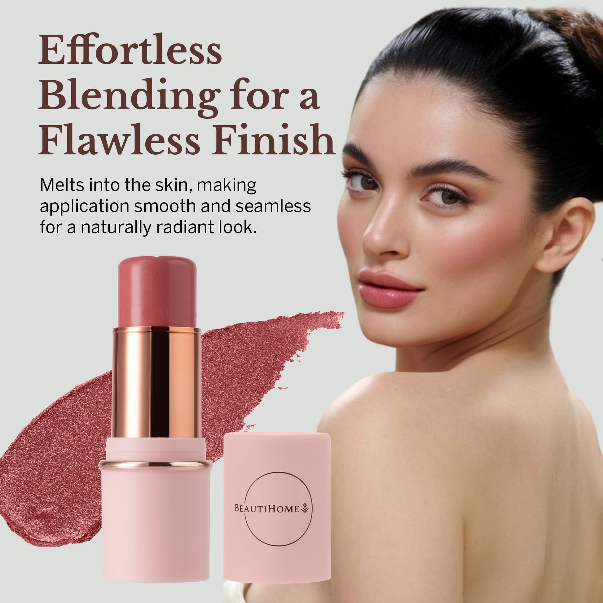 BeautiHome Blush Stick for Cheeks & Lips Multistick Cream Blush- Easy to Apply & Blend- Infused with Nourishing Ingredients for your Skin Compact Travel Size Makeup (Misty Rose, Small) BeautiHomeAu supplements