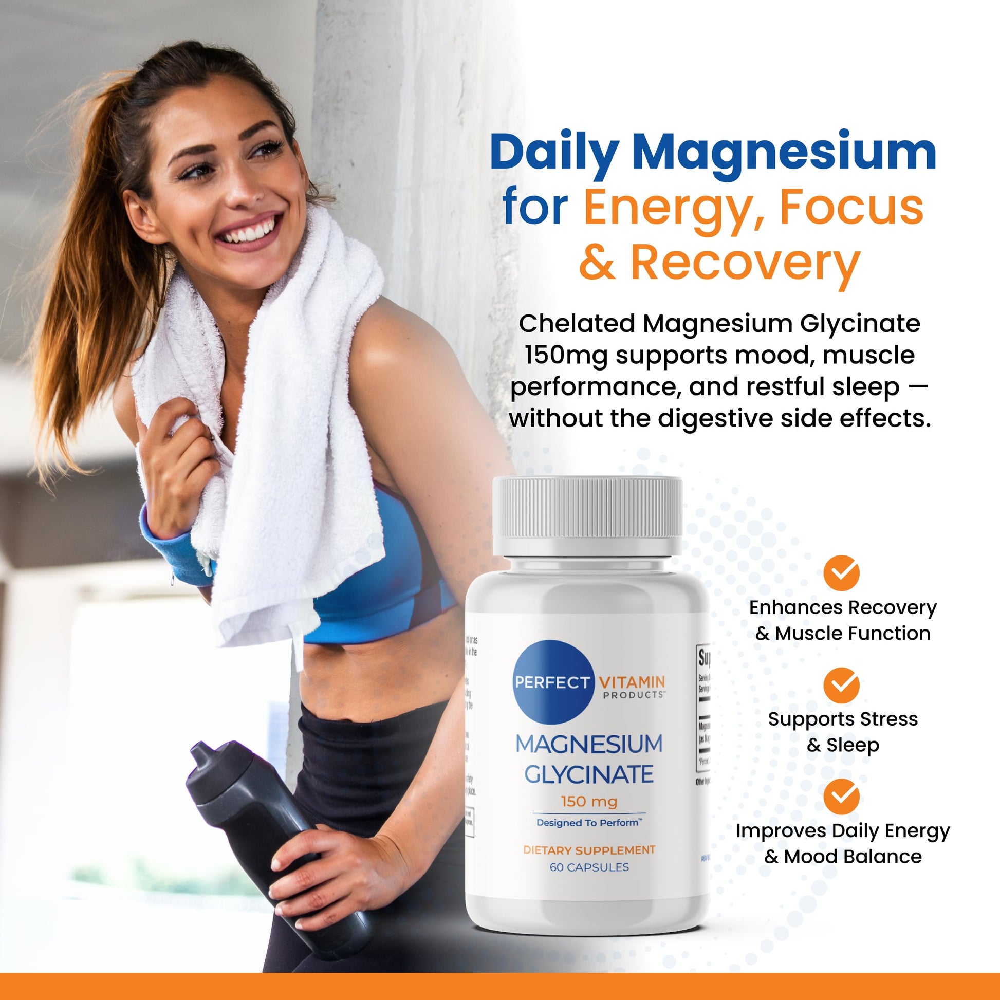 Perfect Vitamin Products Magnesium Glycinate 150mg – Vegan Capsules for Sleep, Stress & Muscle Support – Non-GMO, High Absorption, Gentle on Stomach – (60 Vegan Capsules) Perfect Vitamin ProductsAu supplements