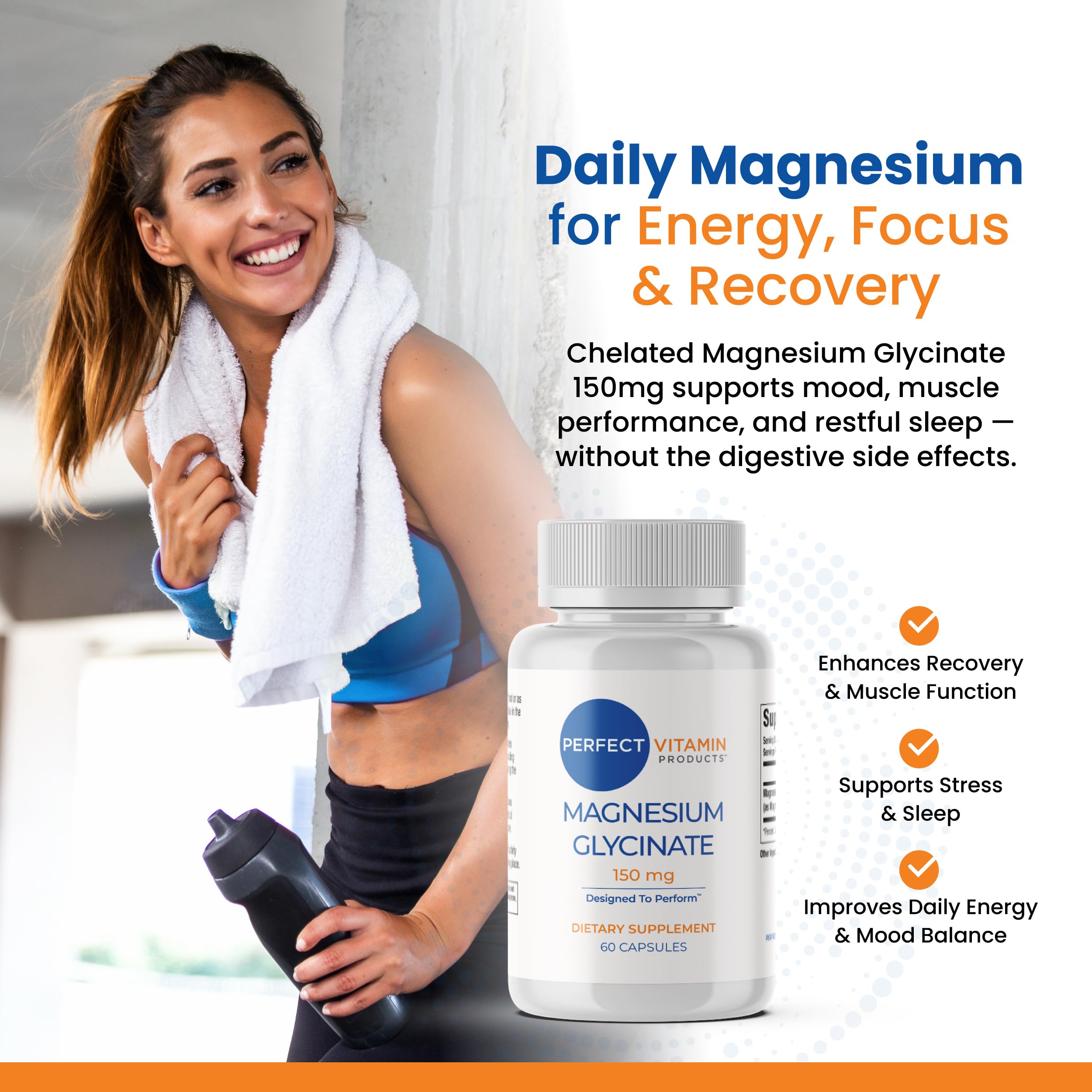 Perfect Vitamin Products Magnesium Glycinate 150mg – Vegan Capsules for Sleep, Stress & Muscle Support – Non-GMO, High Absorption, Gentle on Stomach – (60 Vegan Capsules) Perfect Vitamin ProductsAu supplements