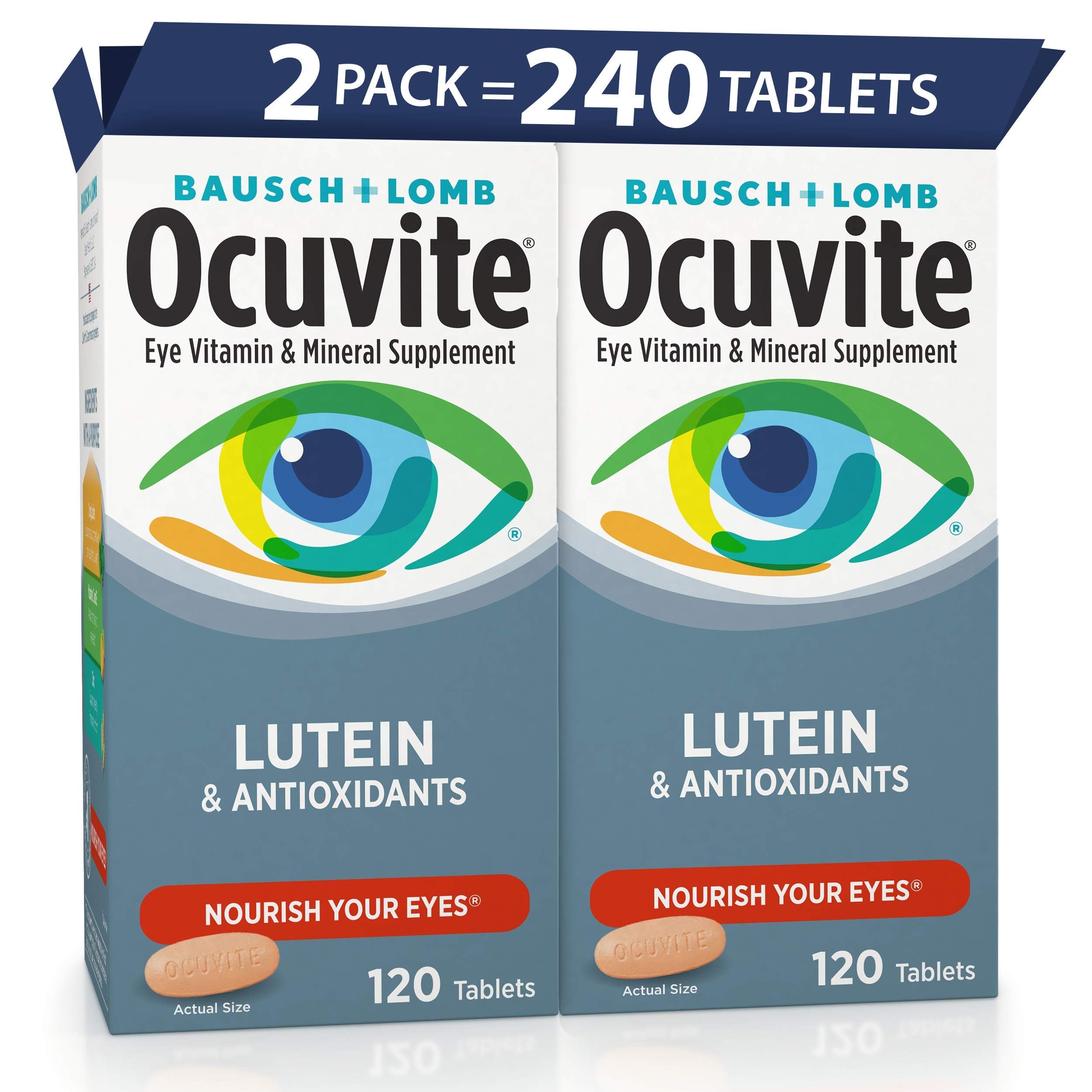 Ocuvite Eye Vitamin & Mineral Supplement, Lutein & Antioxidant Vitamins A, C, E, Zinc for Eye Health, Vitamins for Eyes, 120 Tablets (Pack of 2) OcuviteAu supplements