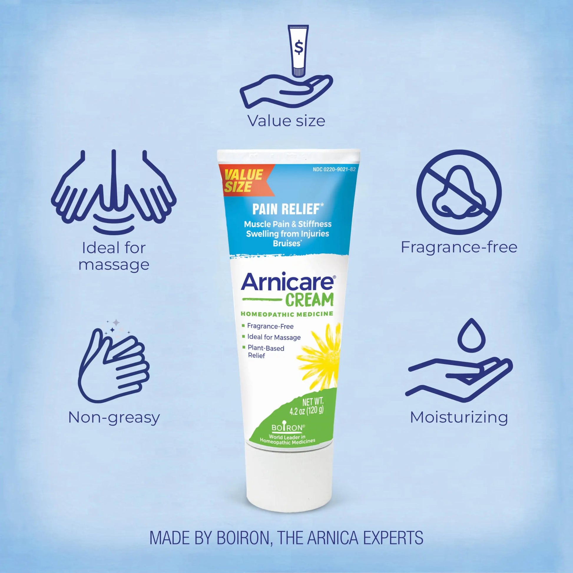 Boiron Arnicare Cream 4.2 oz (Twin Pack) for Joint Pain, Muscle Pain Relief, Swelling, Soreness, Stiffness, and Bruises - Fast Absorbing and Fragrance-Free Arnica BoironAu supplements