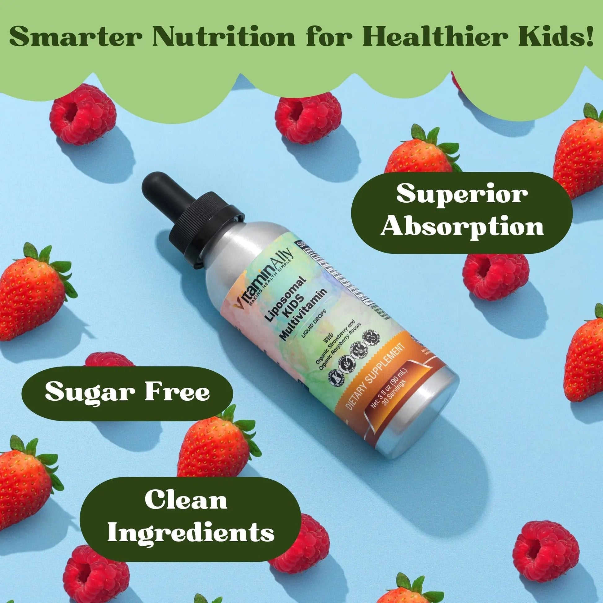 Vitaminally Liposomal Kids Liquid Multivitamin | Non-GMO | Clean | Sugar Free | Gluten Free | Organic Berry Flavors | VitaminallyAu supplements