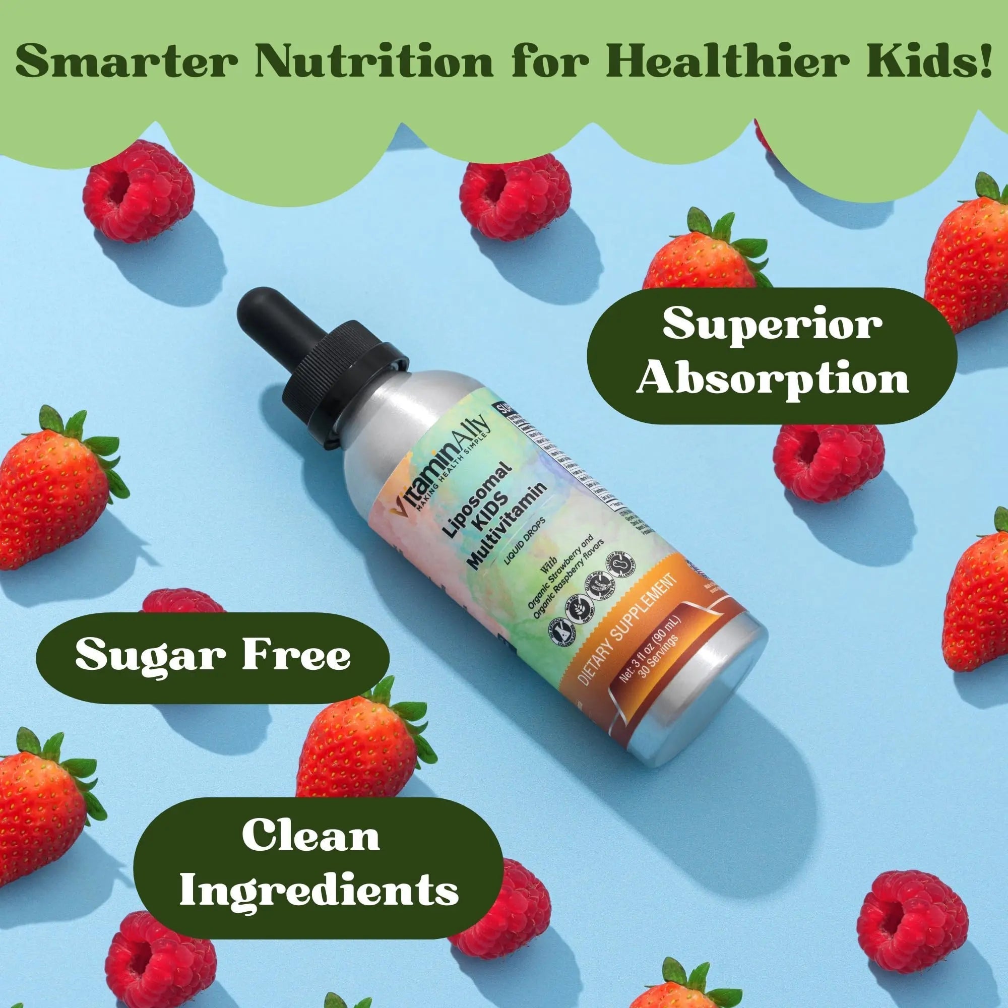 Vitaminally Liposomal Kids Liquid Multivitamin | Non-GMO | Clean | Sugar Free | Gluten Free | Organic Berry Flavors | VitaminallyAu supplements