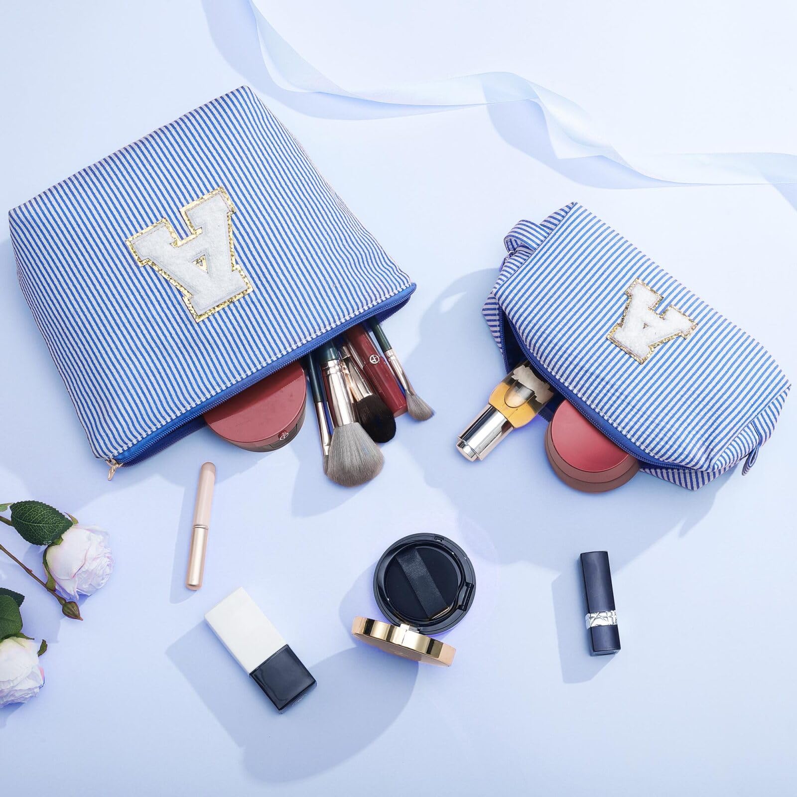 YOOLIFE Birthday Gifts for Teen Girls Kids Initial Makeup Bag | Teen Girl Gift Trendy Stuff | Travel Makeup Bag Toiletry Bags | Gifts for 3 4 5 6 7 8 9 10 11 12 13 Year Old Girl Blue K YOOLIFEAu supplements