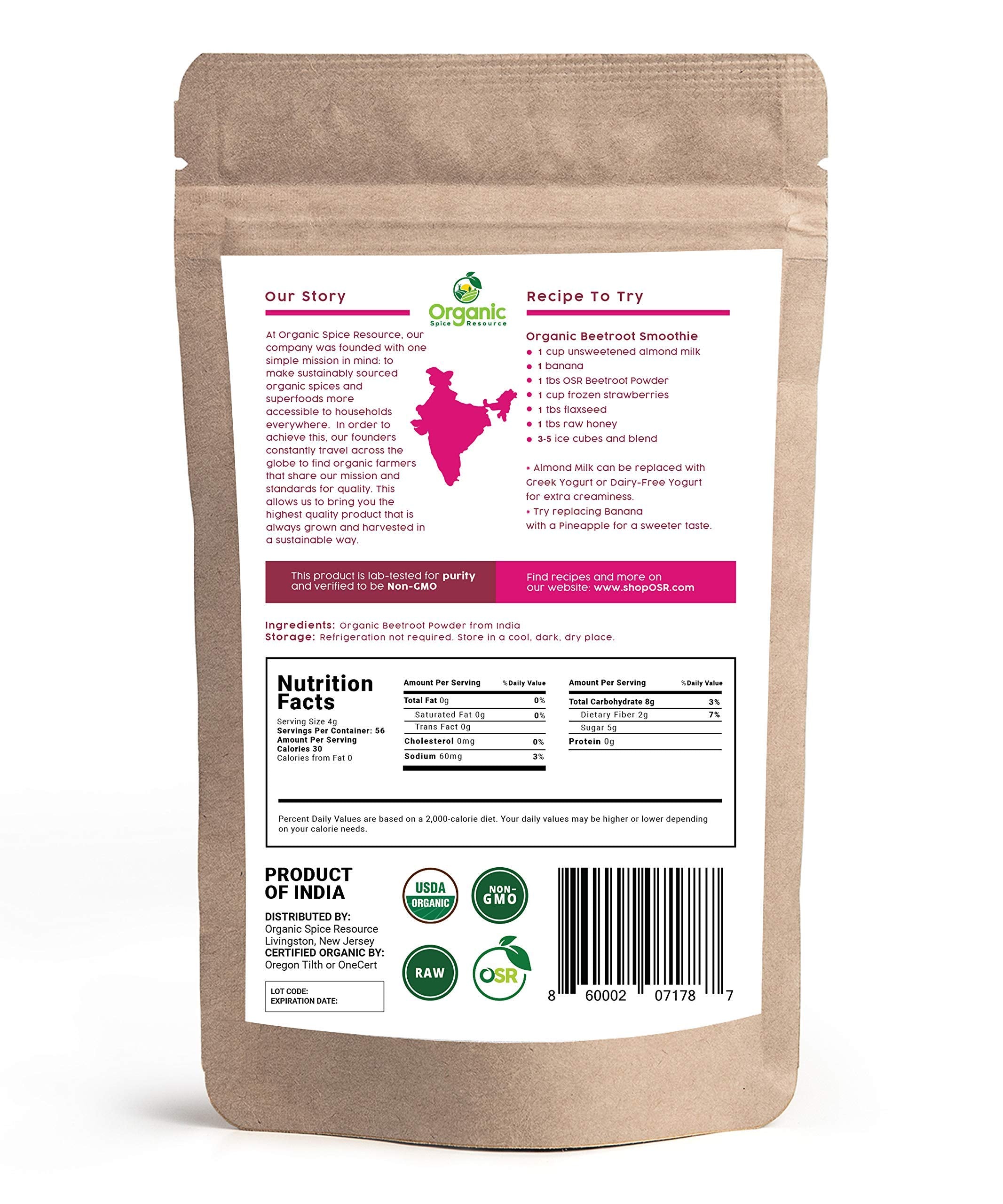 Organic Beet Root Powder | 8 oz or 226g | USDA Organic Approved, Raw and Non GMO Organic Spice ResourceAu supplements