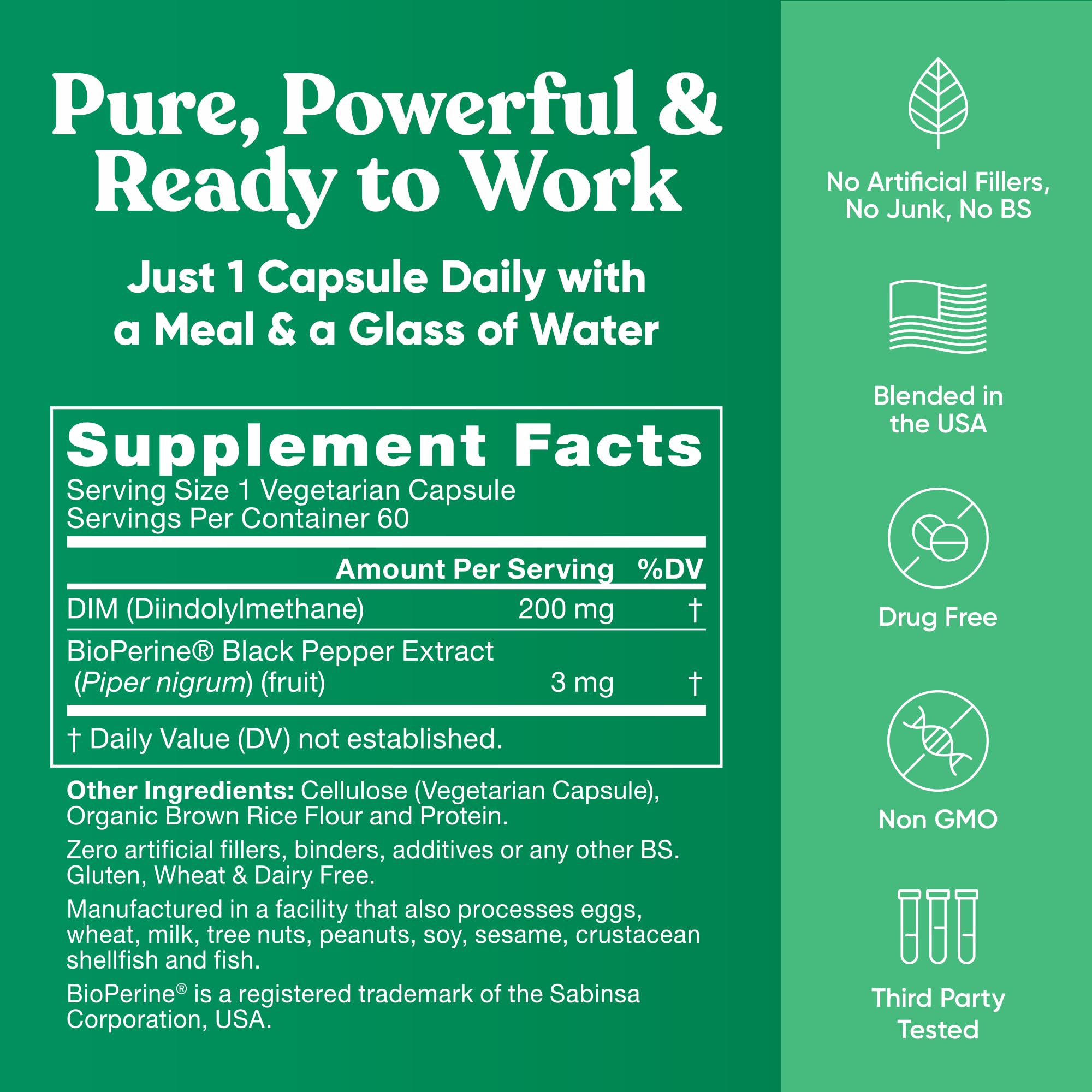 DIM Supplement Pure 200 Mg for Women or Men – Estrogen Hormone Balance Supplement for Energy, Fatigue, Stress, Menopause, Hot Flashes – Enhanced Bioavailability BioPerine – 60 Vegan Soft Capsules Eu NaturalAu supplements
