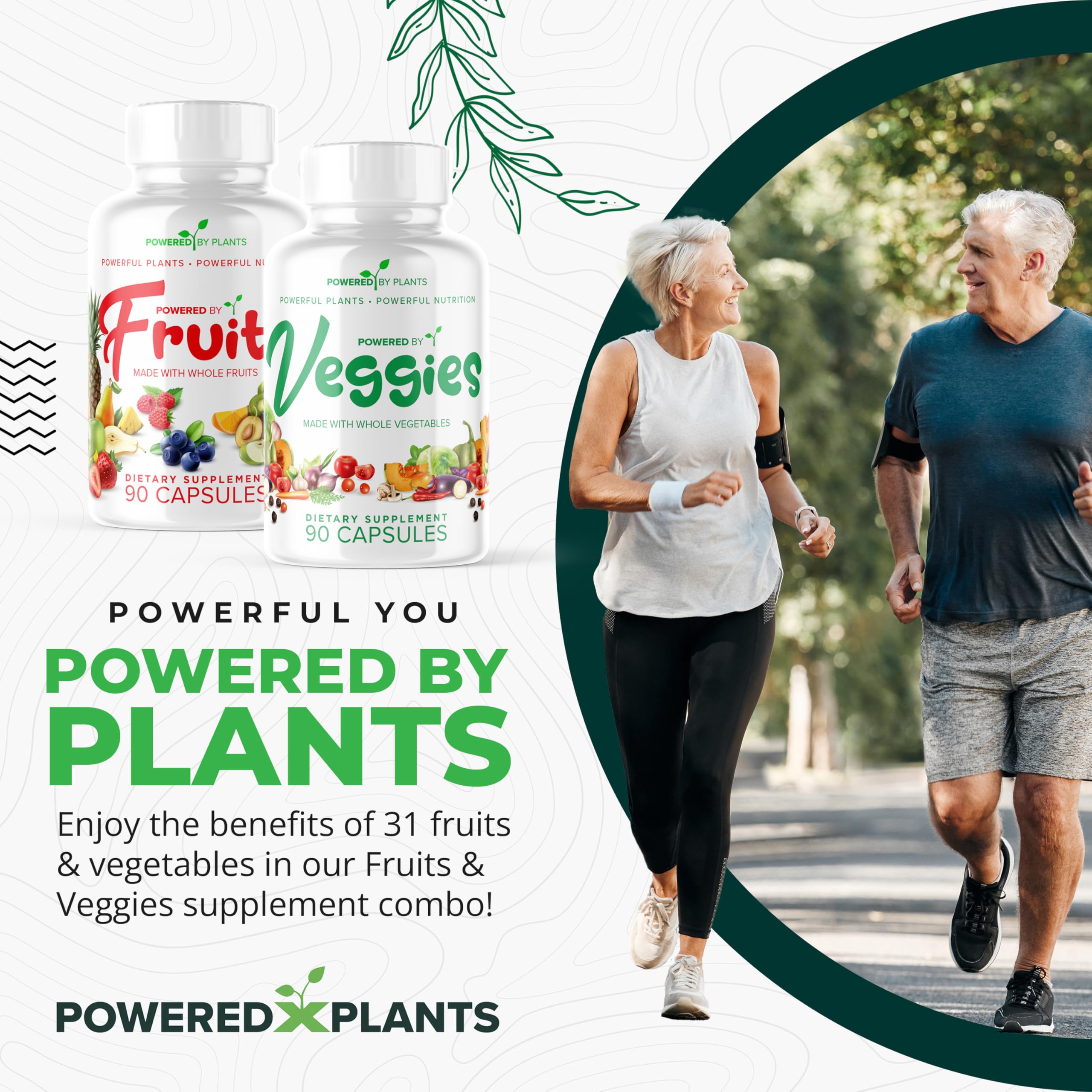 Daily Fruits and Veggies Supplement - 180 Capsules for 30 Days, Non GMO & Gluten Free Superfood with Natural Vitamins - Powered by Plants, 2-Pack POWERED X PLANTSAu supplements