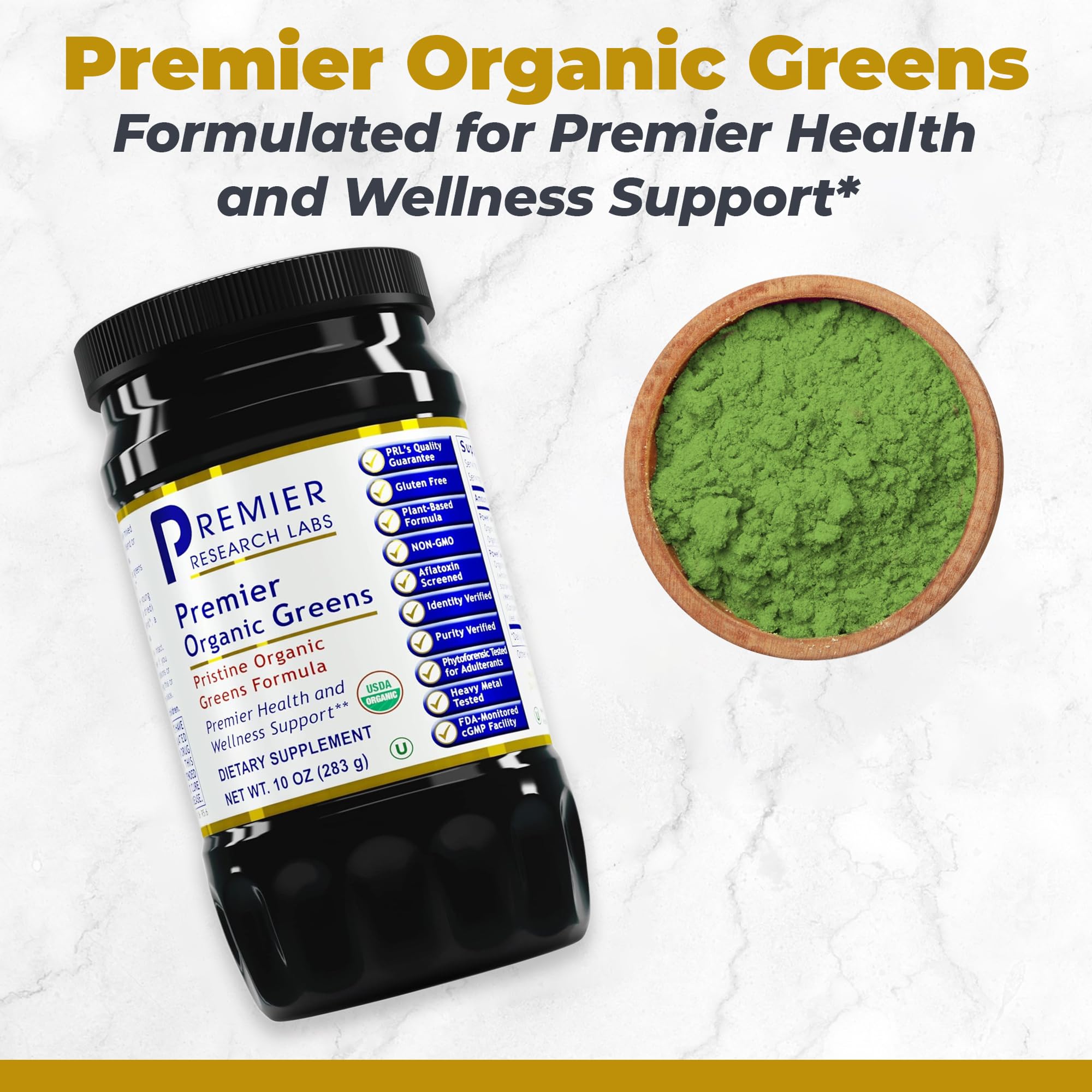 Premier Research Labs Premier Organic Greens - Super Greens Powder, Greens Superfood Powder for Drinks, Green Juice, Nutrition Support, Supergreens for Men & Women, Spinach, Alfalfa, Chlorella - 10 oz Premier Research LabsAu supplements