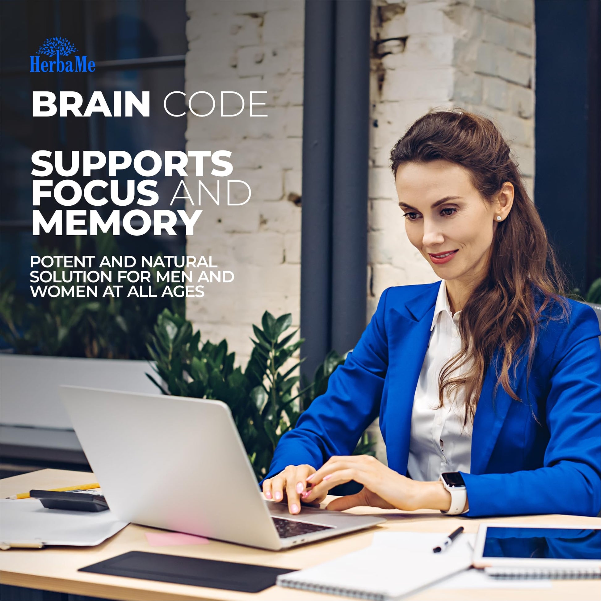 HerbaMe Brain Code Nootropic Brain Supplement for Memory and Focus | Supports Cognitive Health & Mental Clarity, Enhance Concentration | 90 Capsules HerbaMeAu supplements
