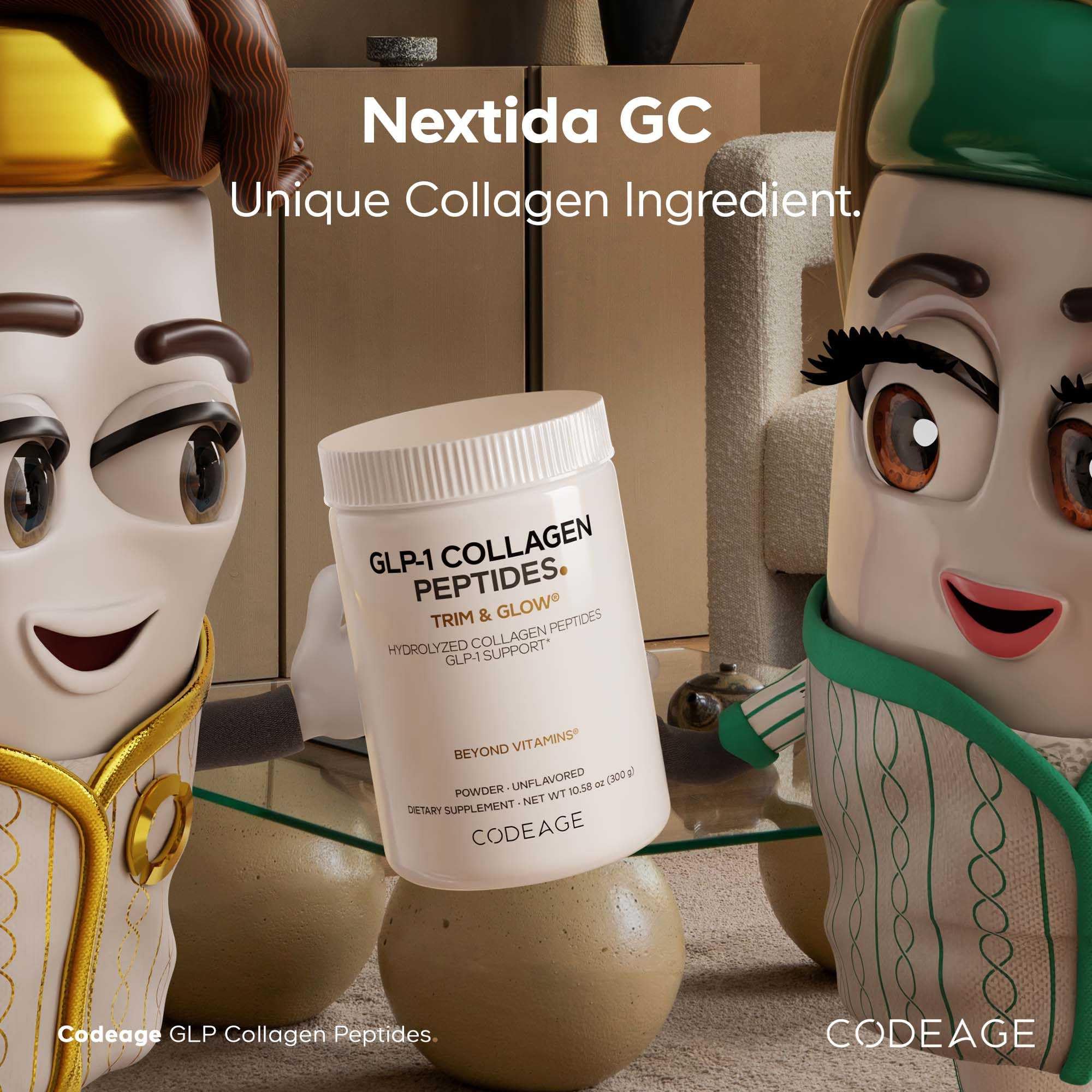Codeage GLP-1 Collagen Powder Supplement - Nextida GC Collagen Peptides - GLP 1 Support - Hydrolyzed, Grass-Fed, Type I & III, Unflavored - Non-GMO, Gluten-Free, Dairy-Free - 10.58 Oz CodeageAu supplements