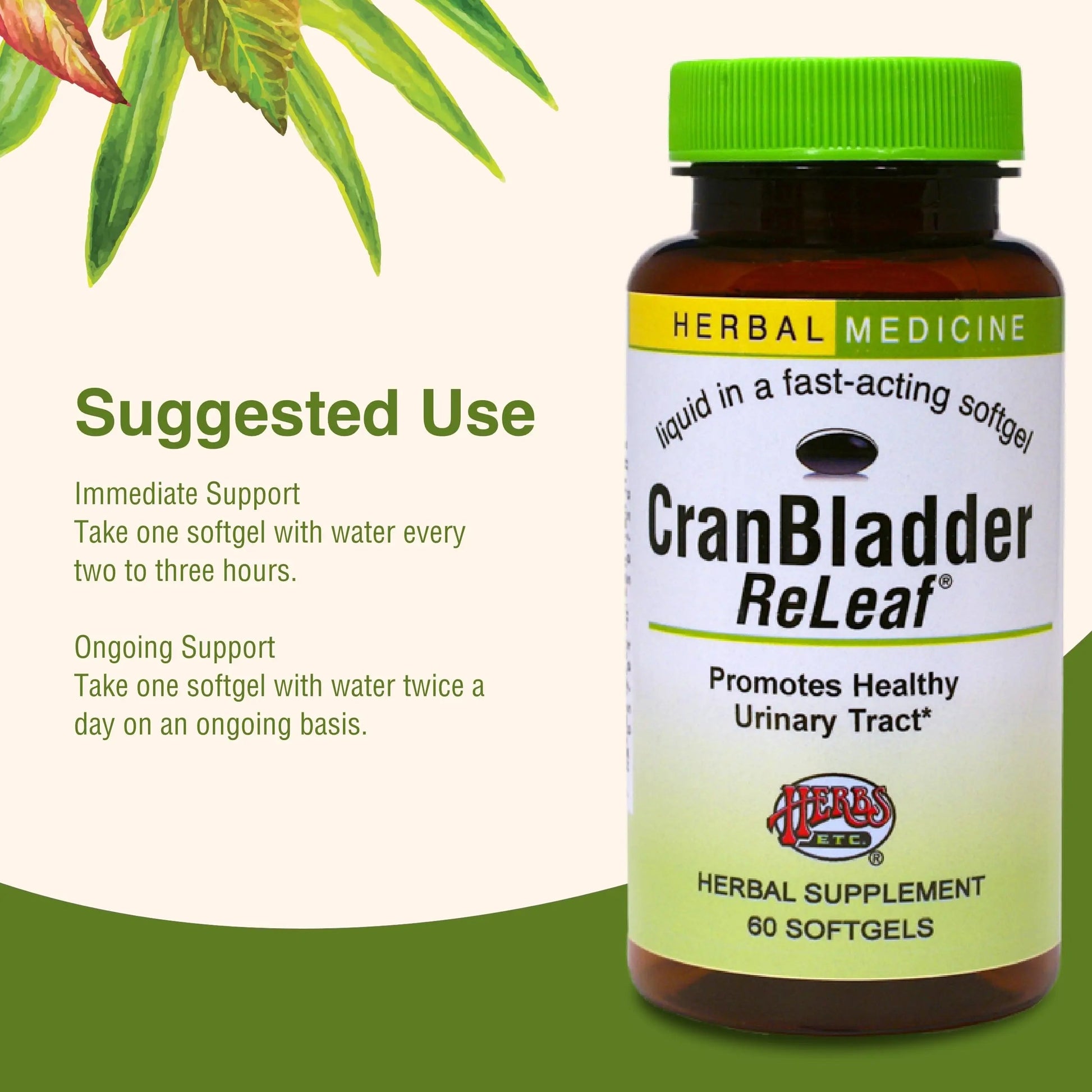 Herbs Etc. CranBladder ReLeaf Softgels - Bladder Health Support - Natural Supplement Formula to Aid Urinary Health & Comfort - Optimal Urinary Support with Cranberry - 60 Softgels (60 Servings) Herbs Etc.Au supplements